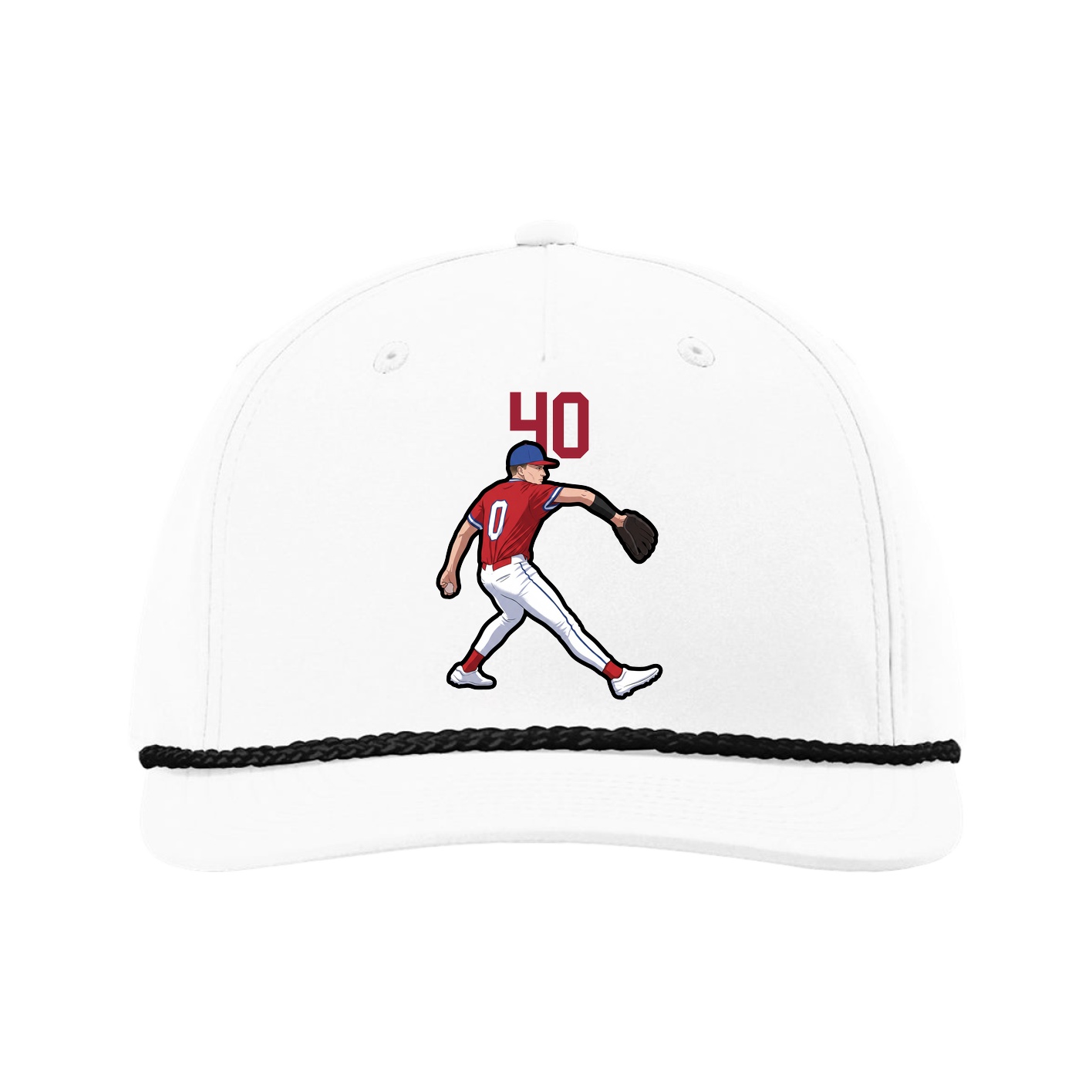 Five-Panel Classic Rope Cap — Number Top in White