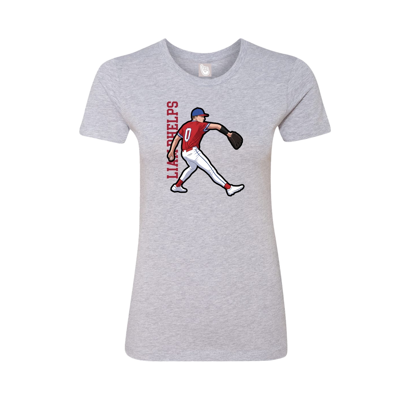 Fitted Women's Tee — Name Vertical in Grey