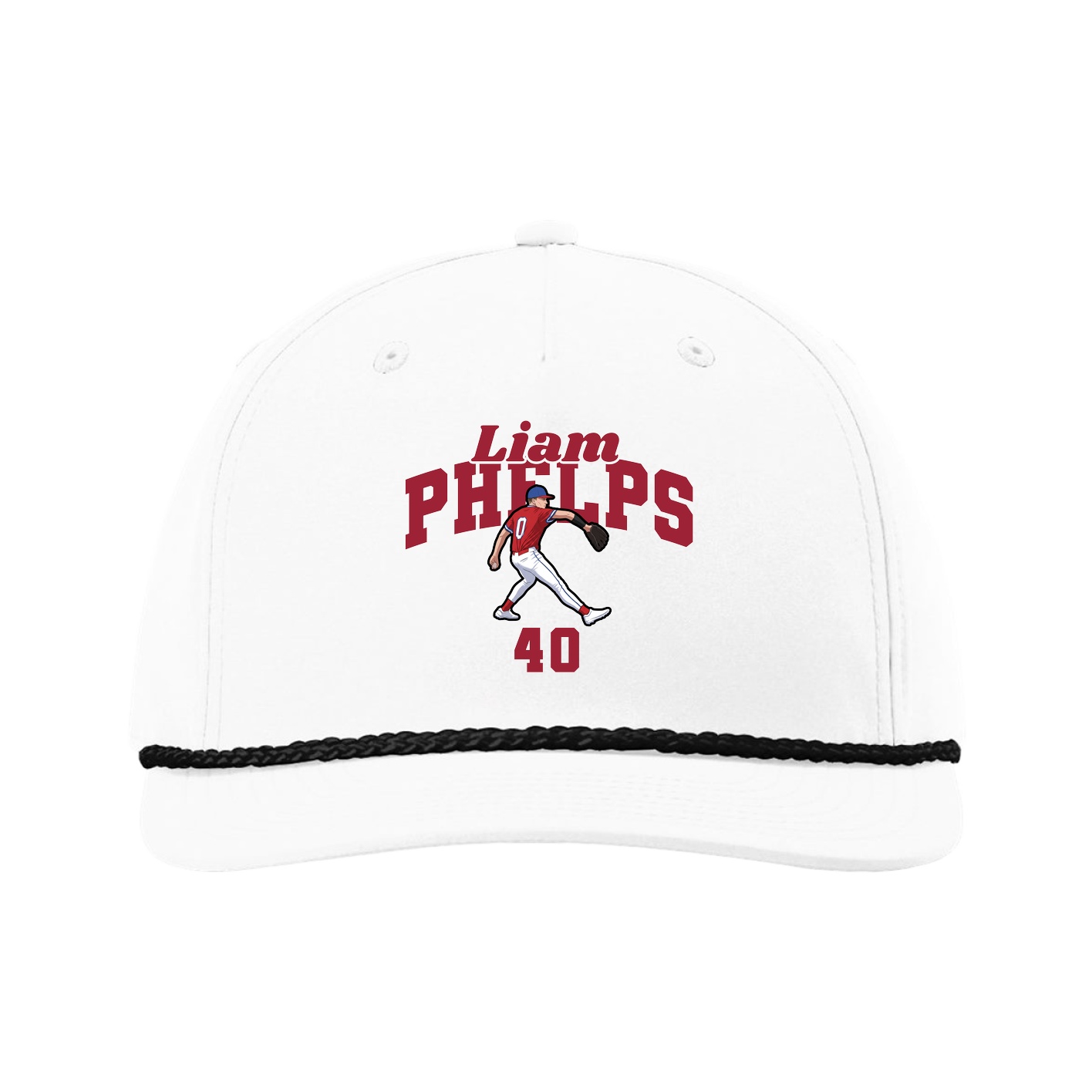 Five-Panel Classic Rope Cap — Signature Arch in White