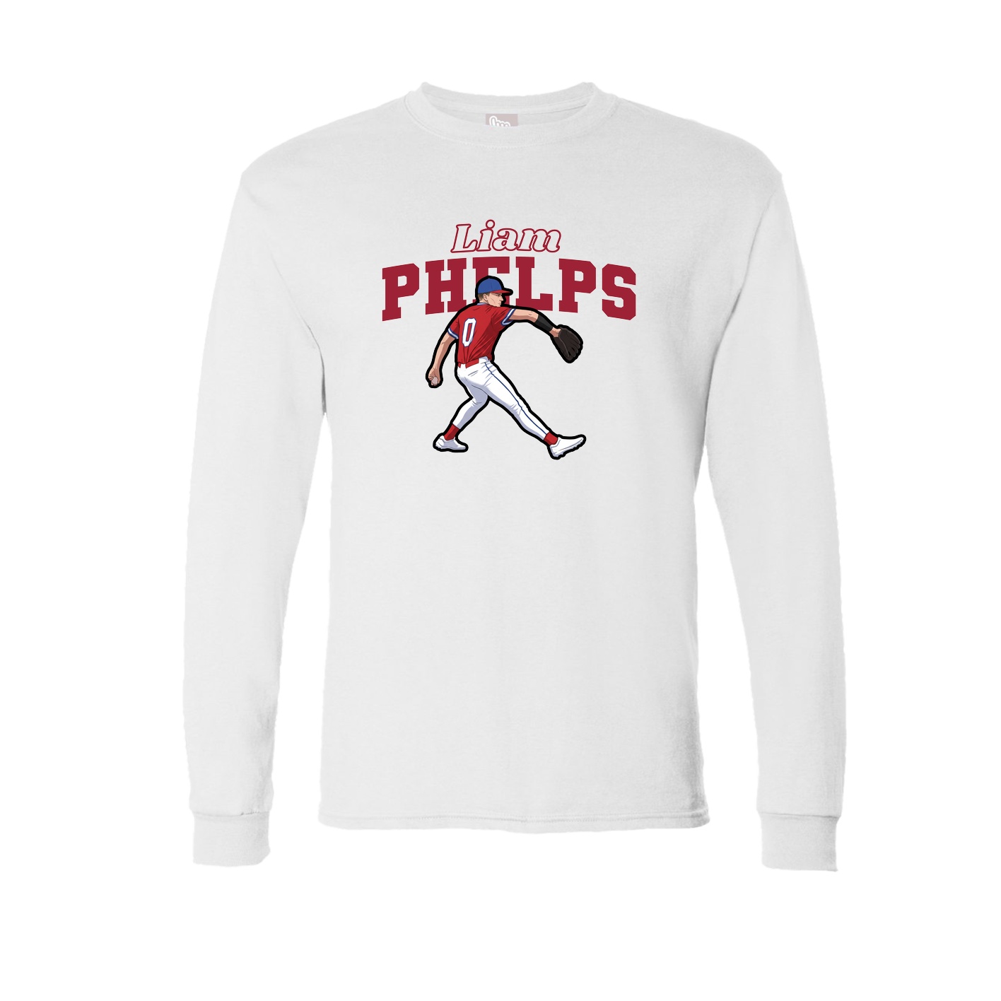 Long Sleeve Tee — Name Arch in White