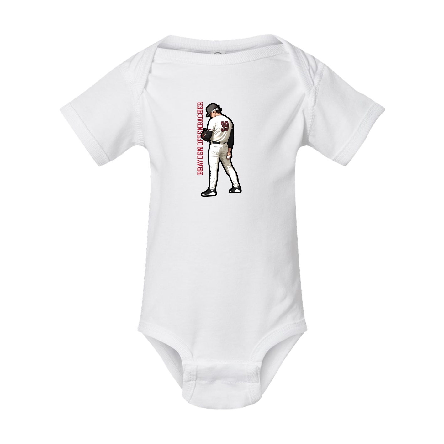 Baby Onesie — Name Vertical in White