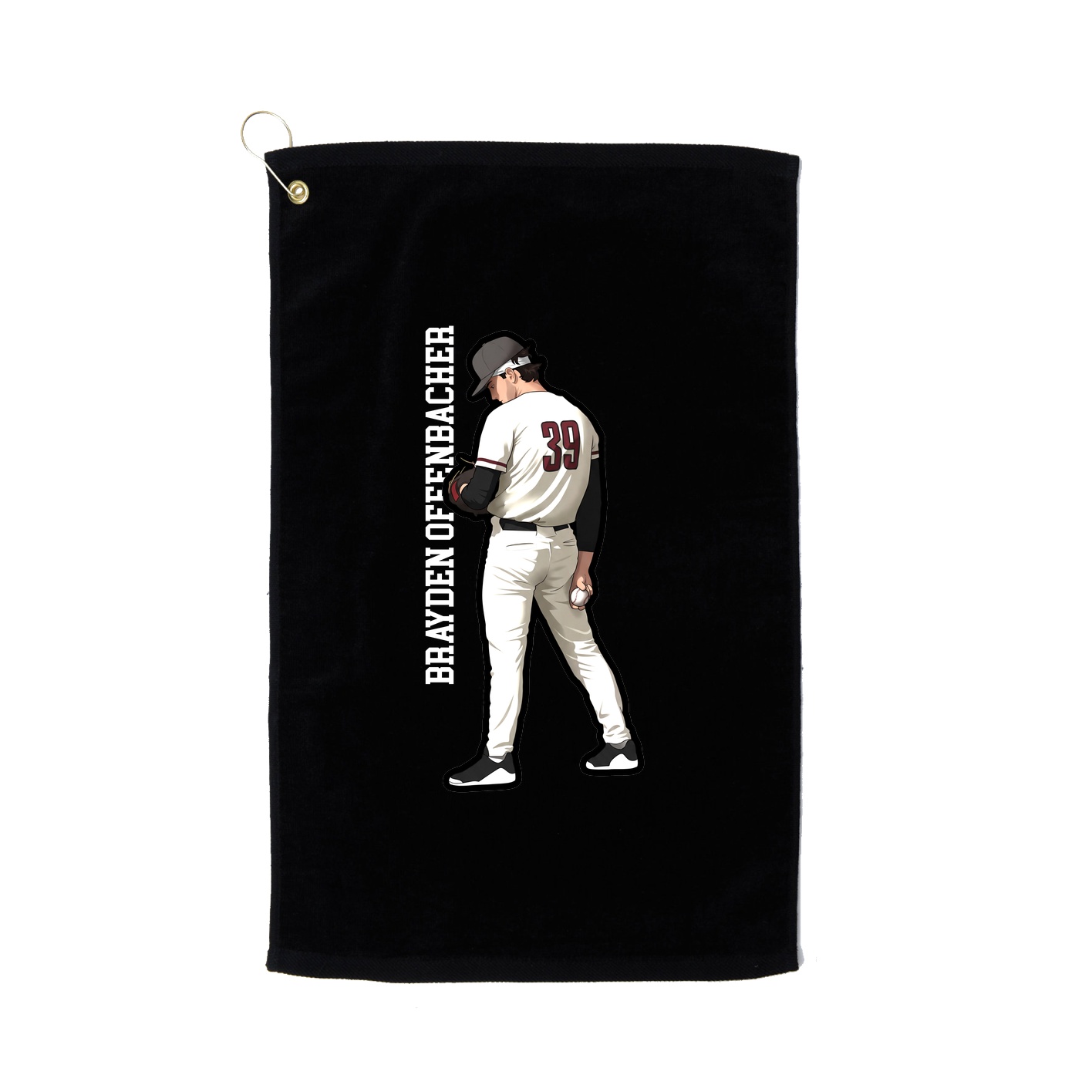 Golf Towel — Name Vertical in Black