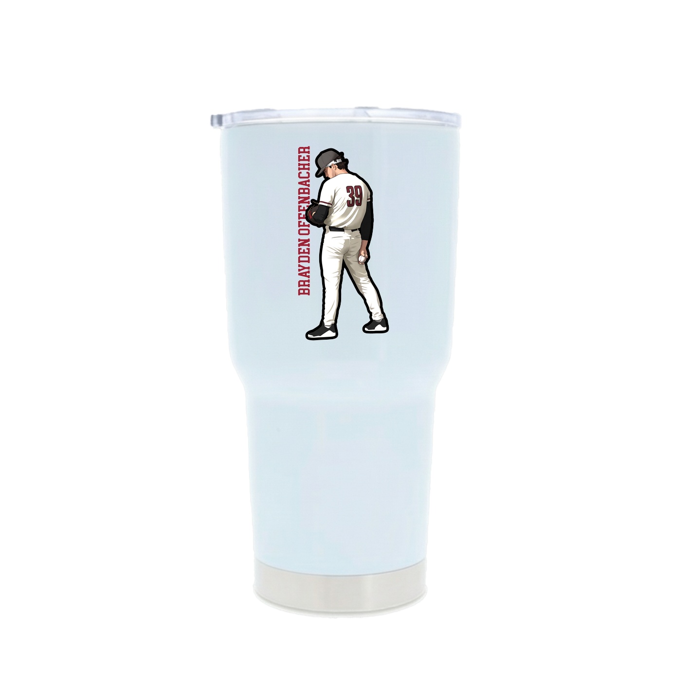 30oz Stainless Steel Tumbler — Name Vertical in White
