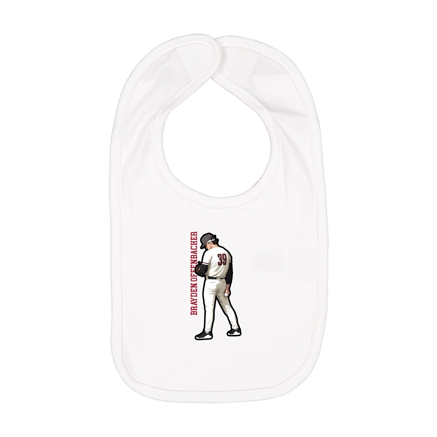 Infant Bib — Name Vertical in White