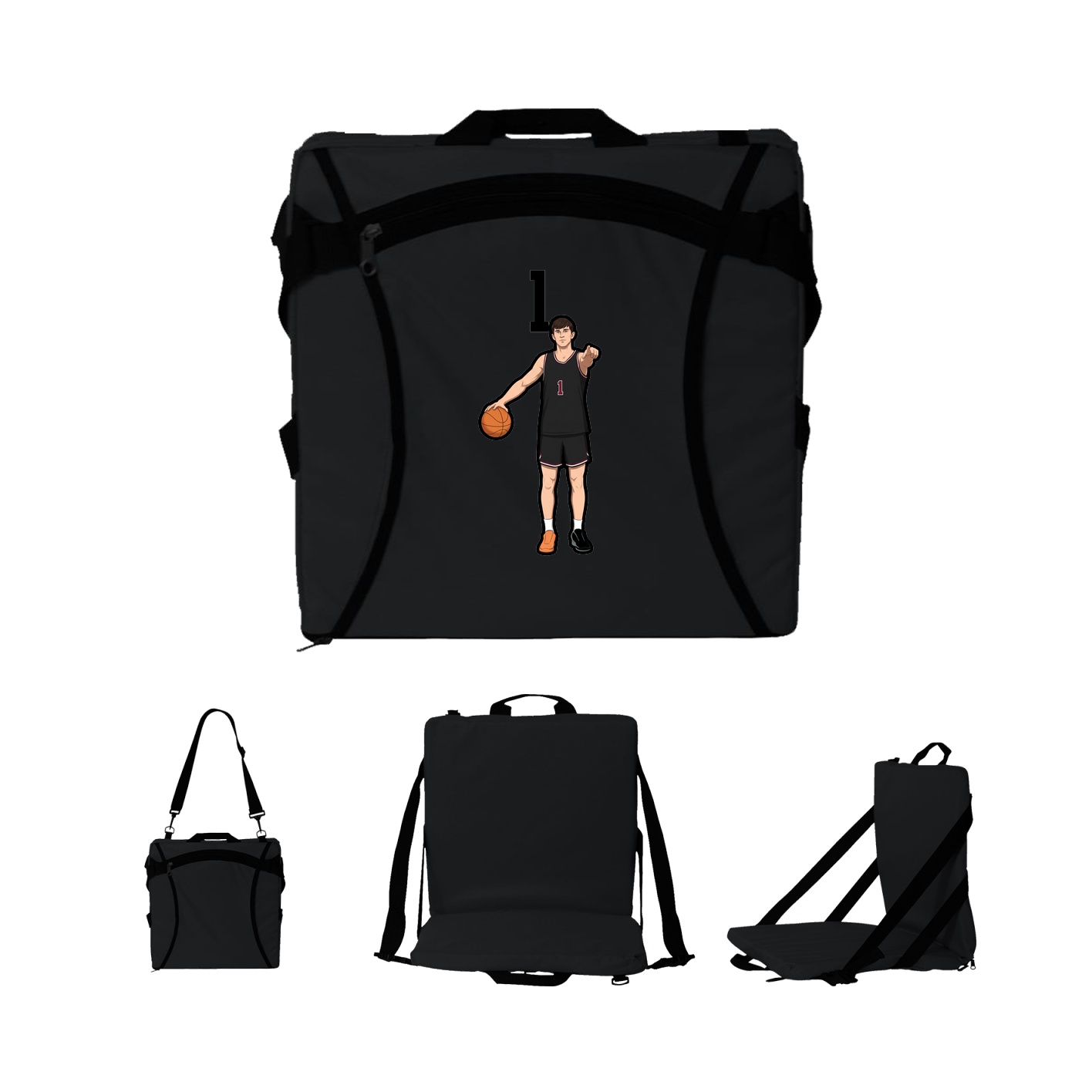 Folding Stadium Seat — Number Top in Black