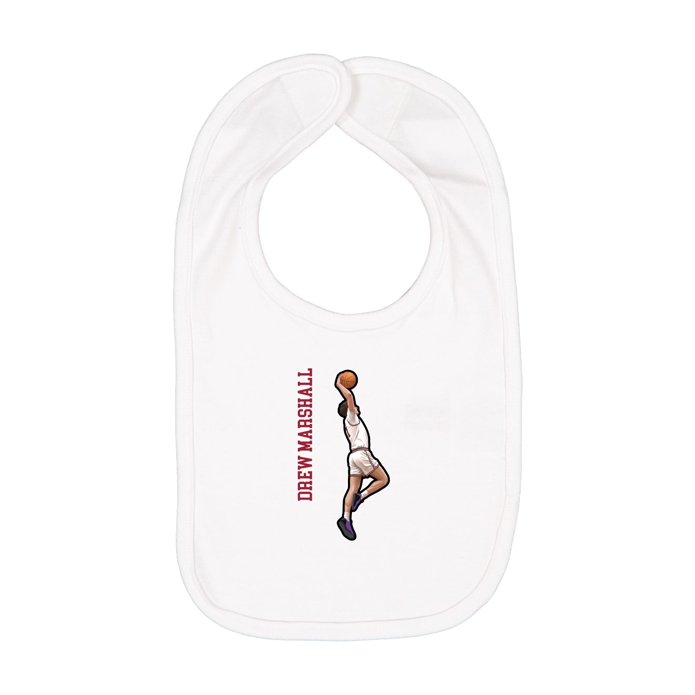 Infant Bib — Name Vertical in White