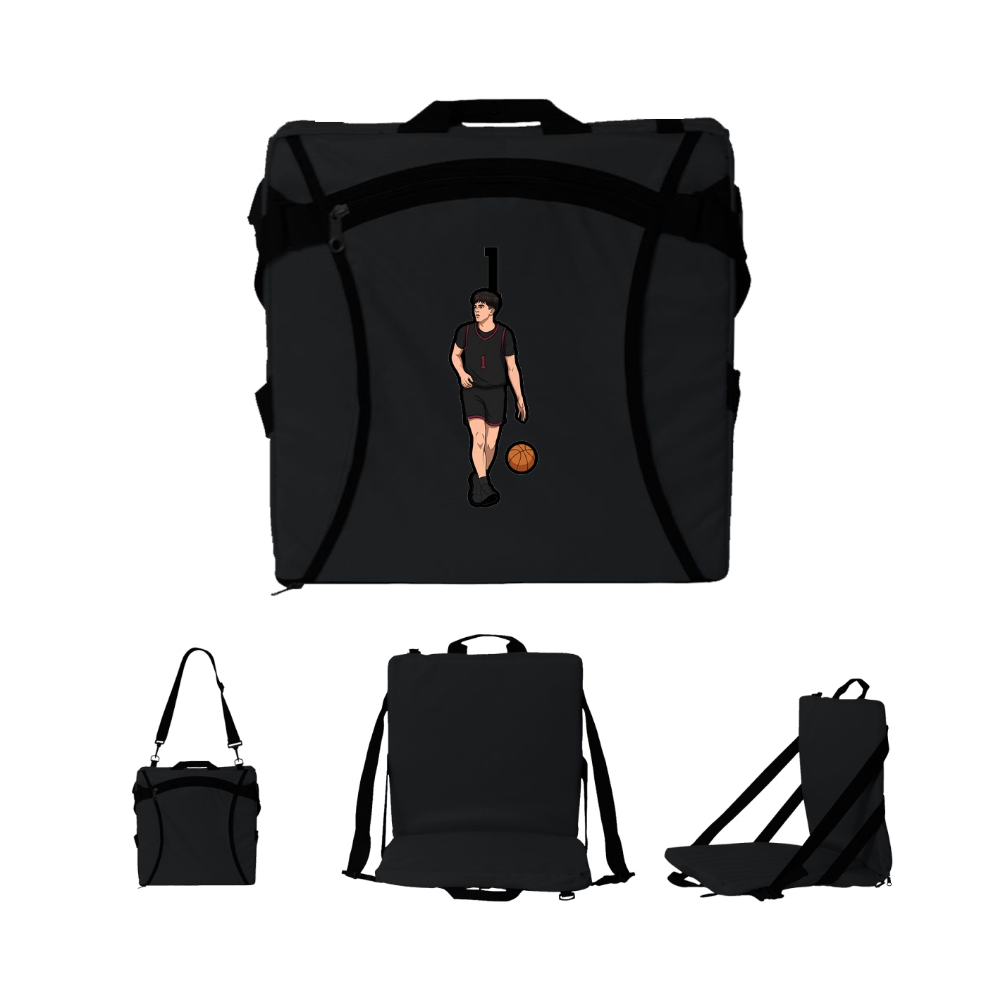 Folding Stadium Seat — Number Top in Black