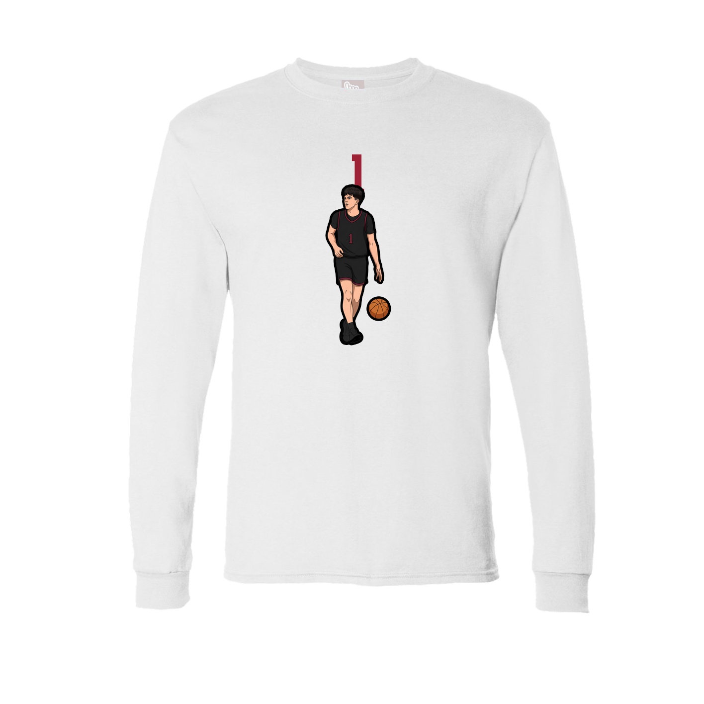 Long Sleeve Tee — Number Top in White