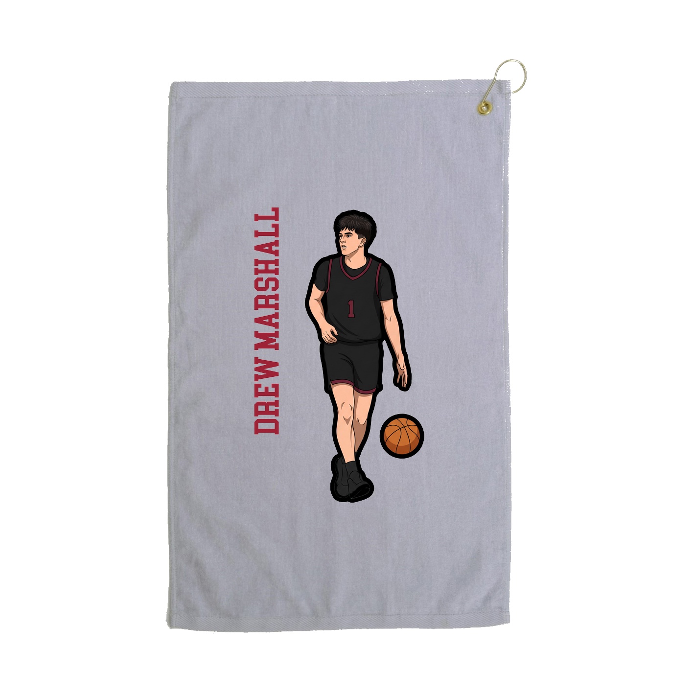 Golf Towel — Name Vertical in Grey
