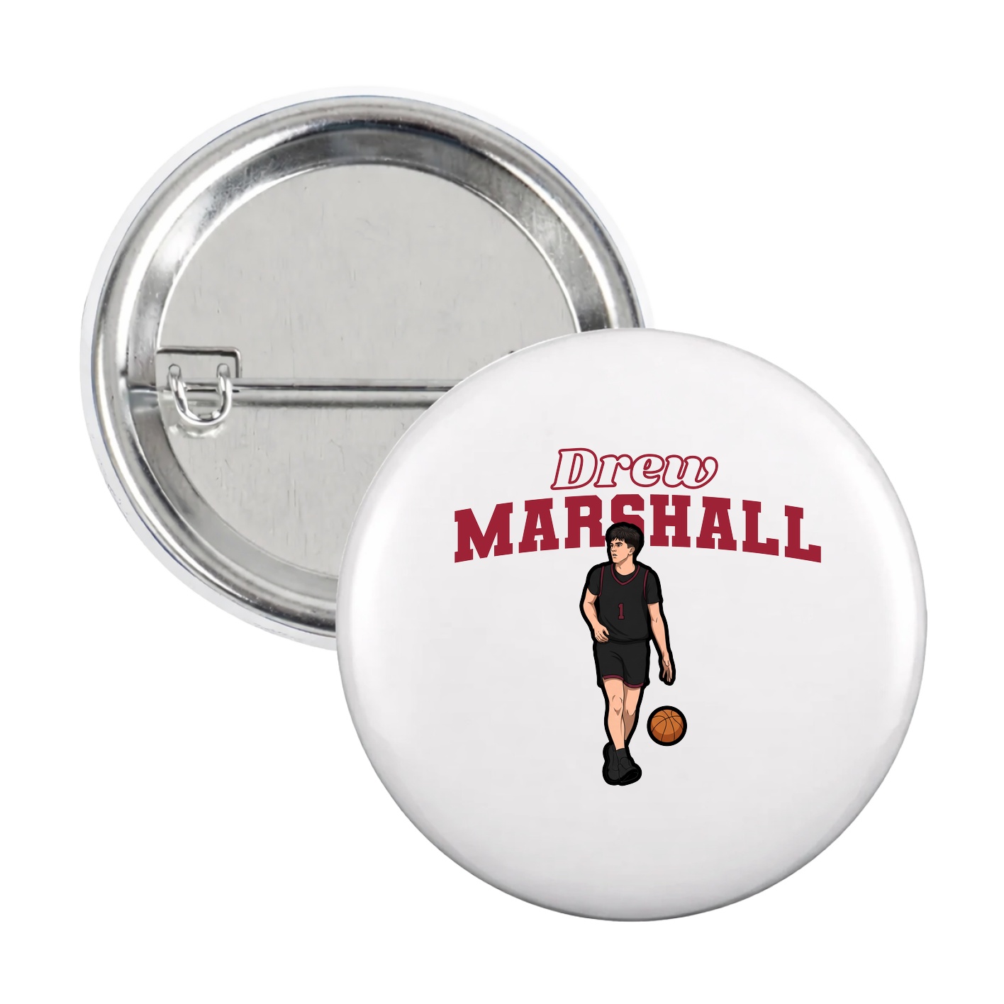 Game Day Button — Name Arch in White
