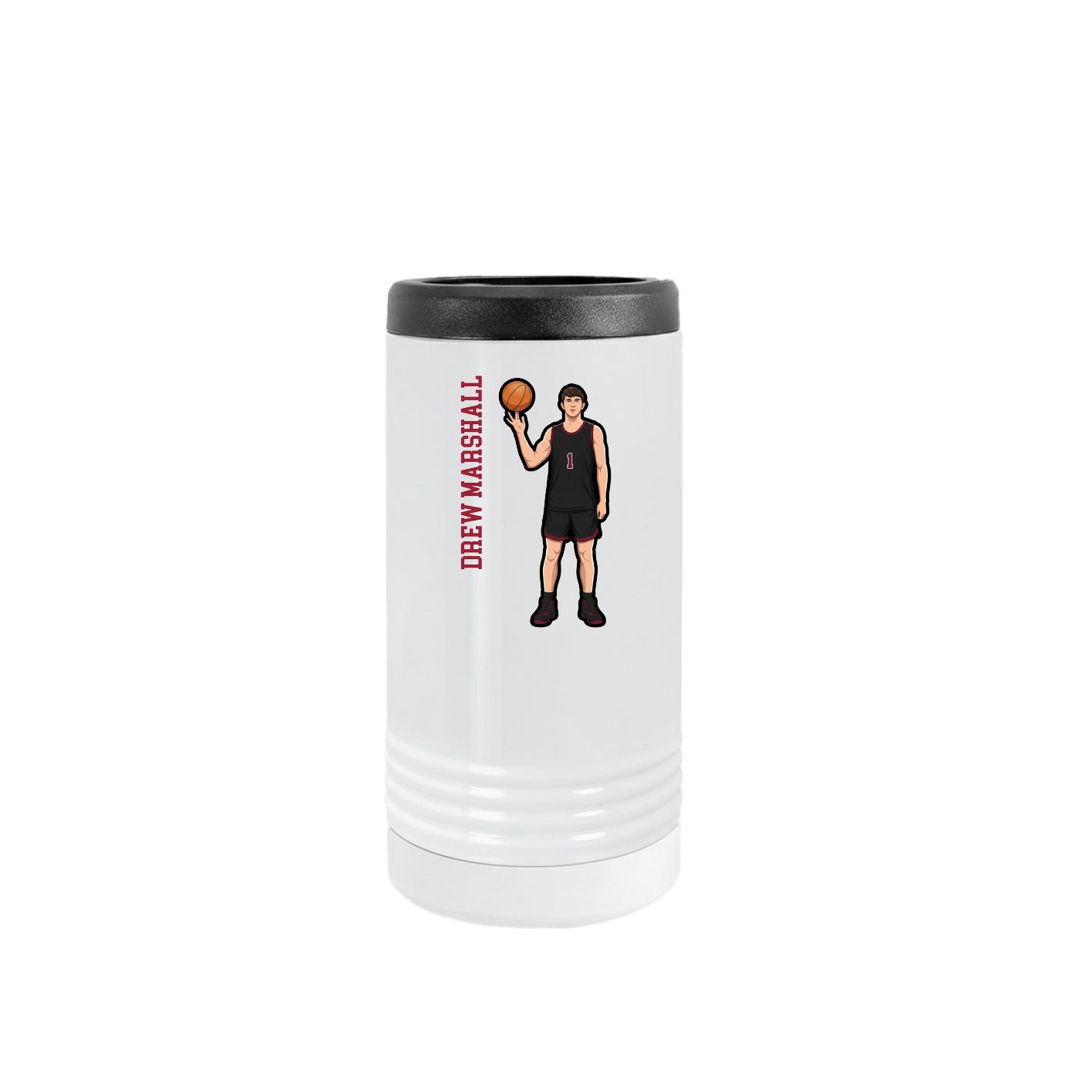 Slim Beverage Holder — Name Vertical in White