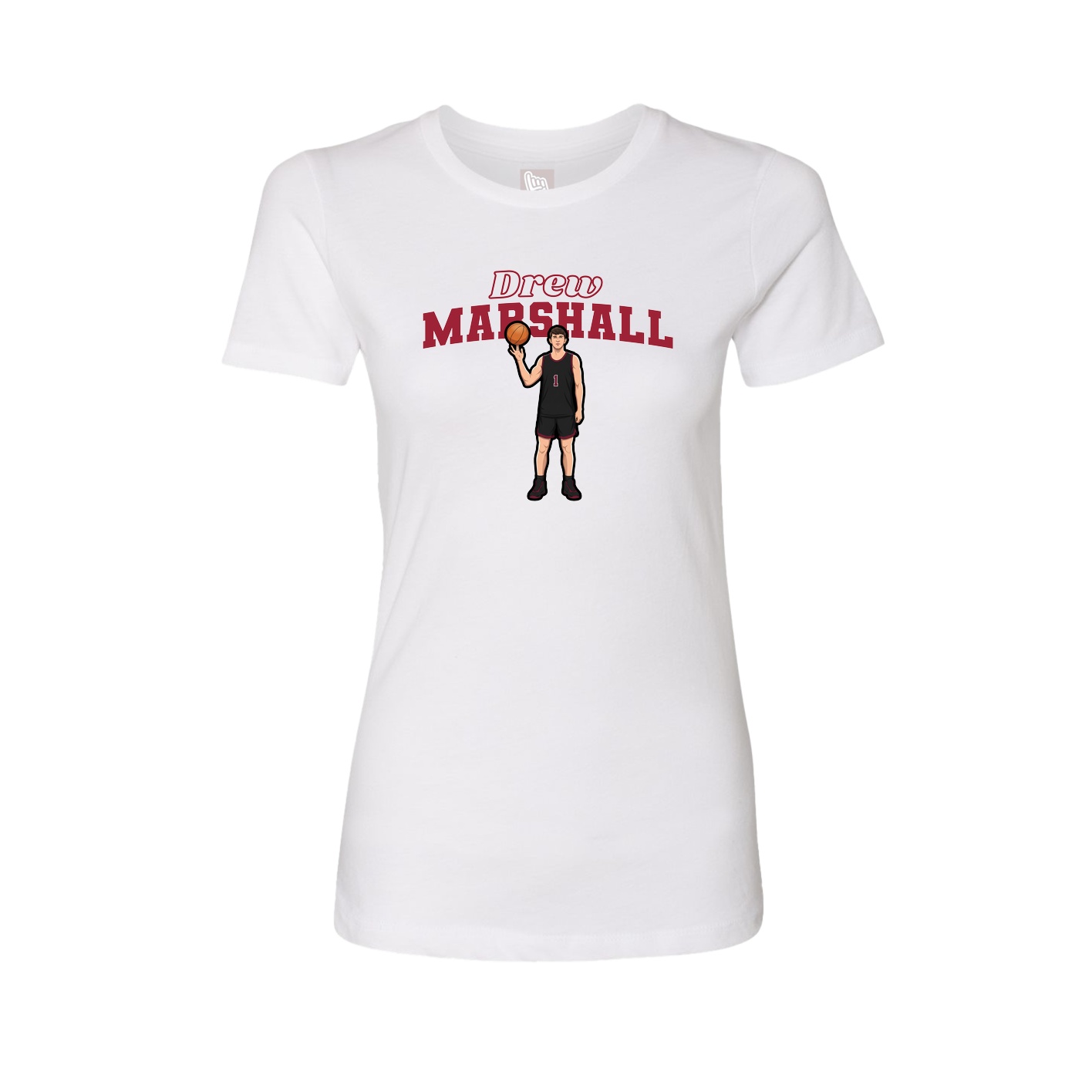 Fitted Women's Tee — Name Arch in White