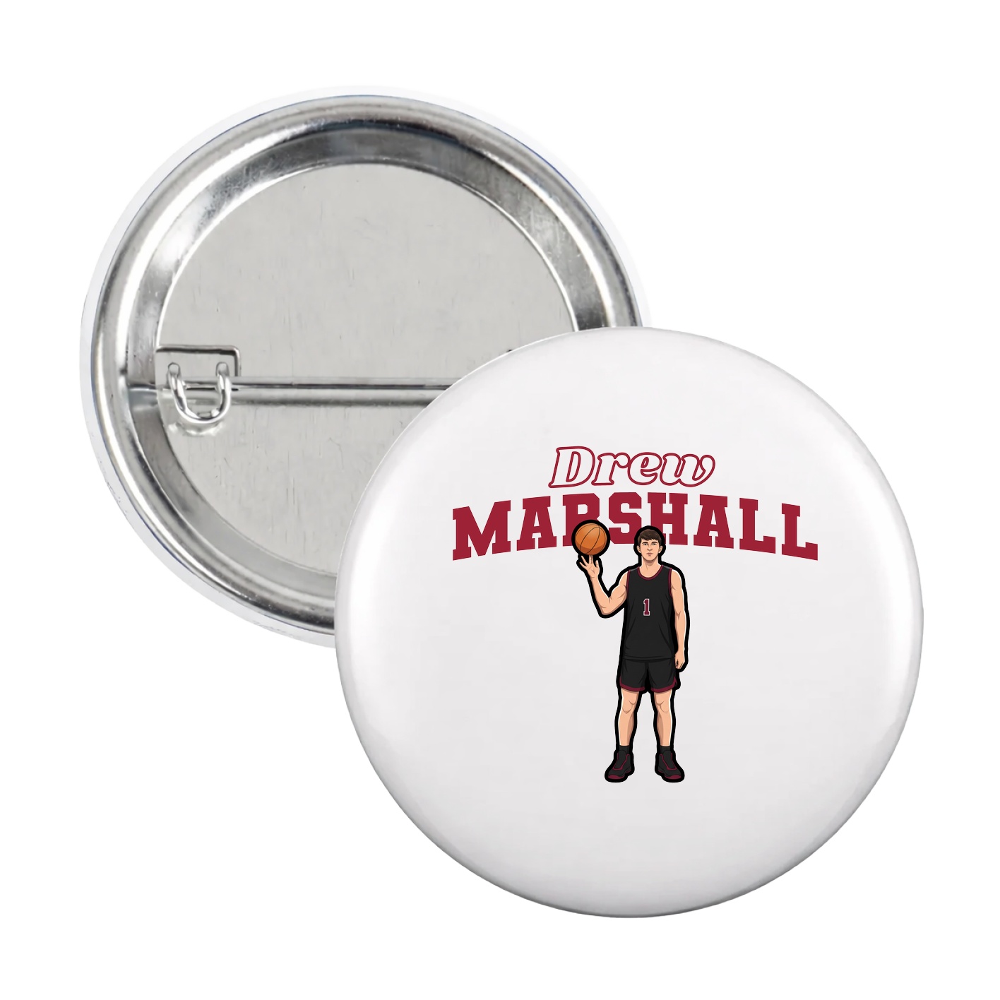 Game Day Button — Name Arch in White