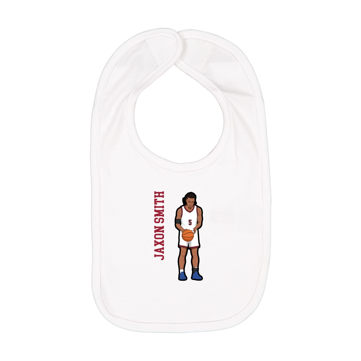 Infant Bib — Name Vertical in White