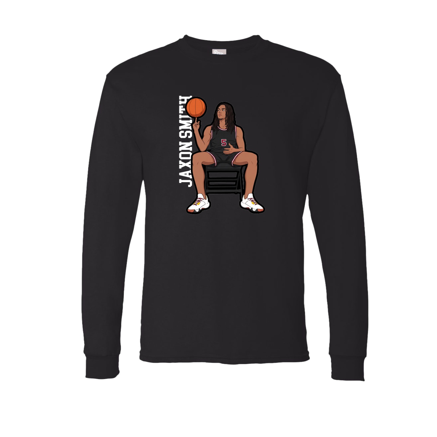 Long Sleeve Tee — Name Vertical in Black