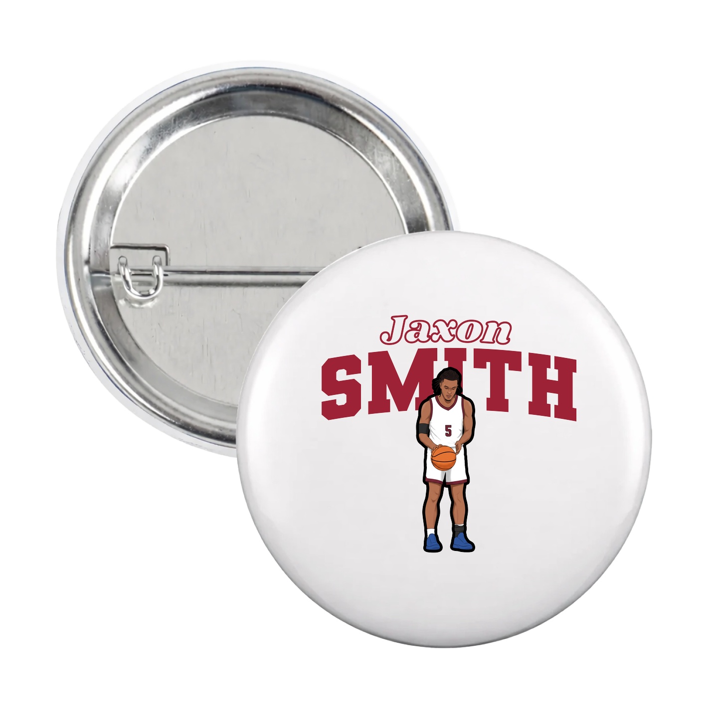 Game Day Button — Name Arch in White