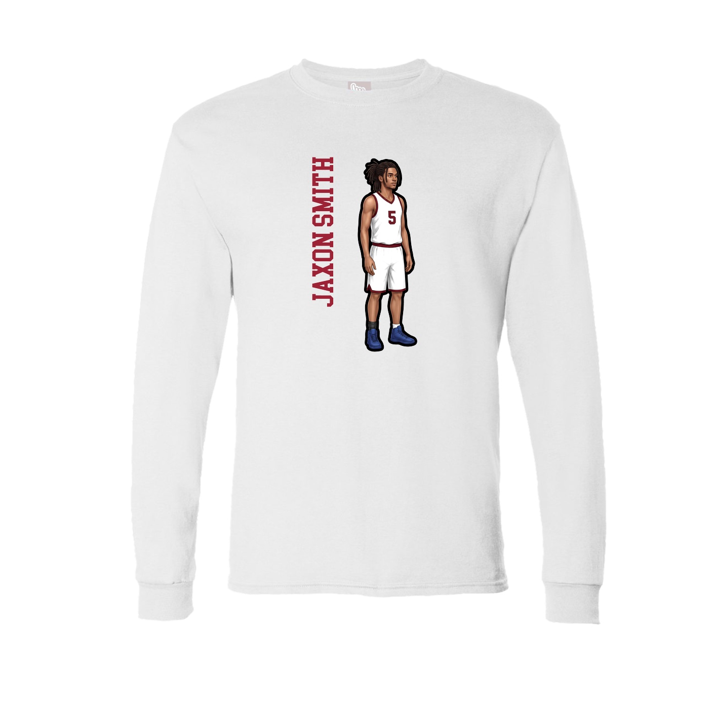 Long Sleeve Tee — Name Vertical in White