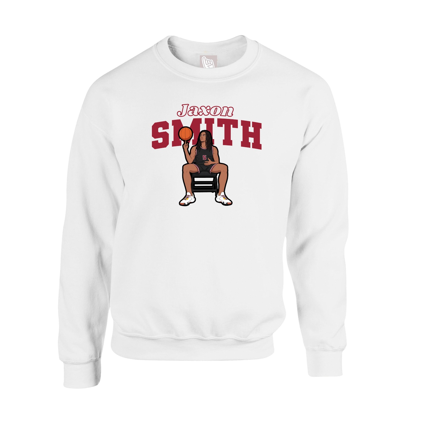 Fleece Crew — Name Arch in White