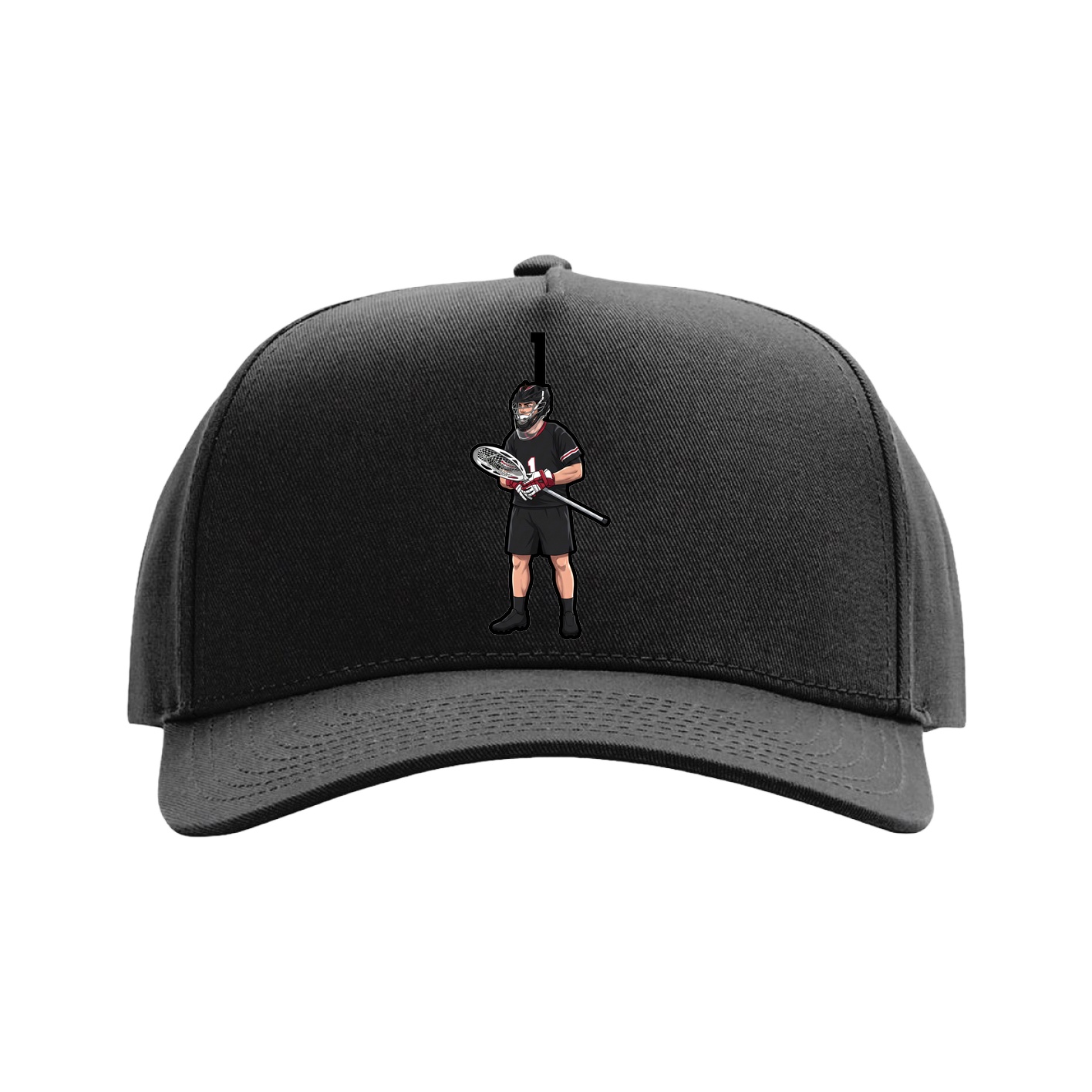Full Fabric Five-Panel Champ Cap — Number Top in Black