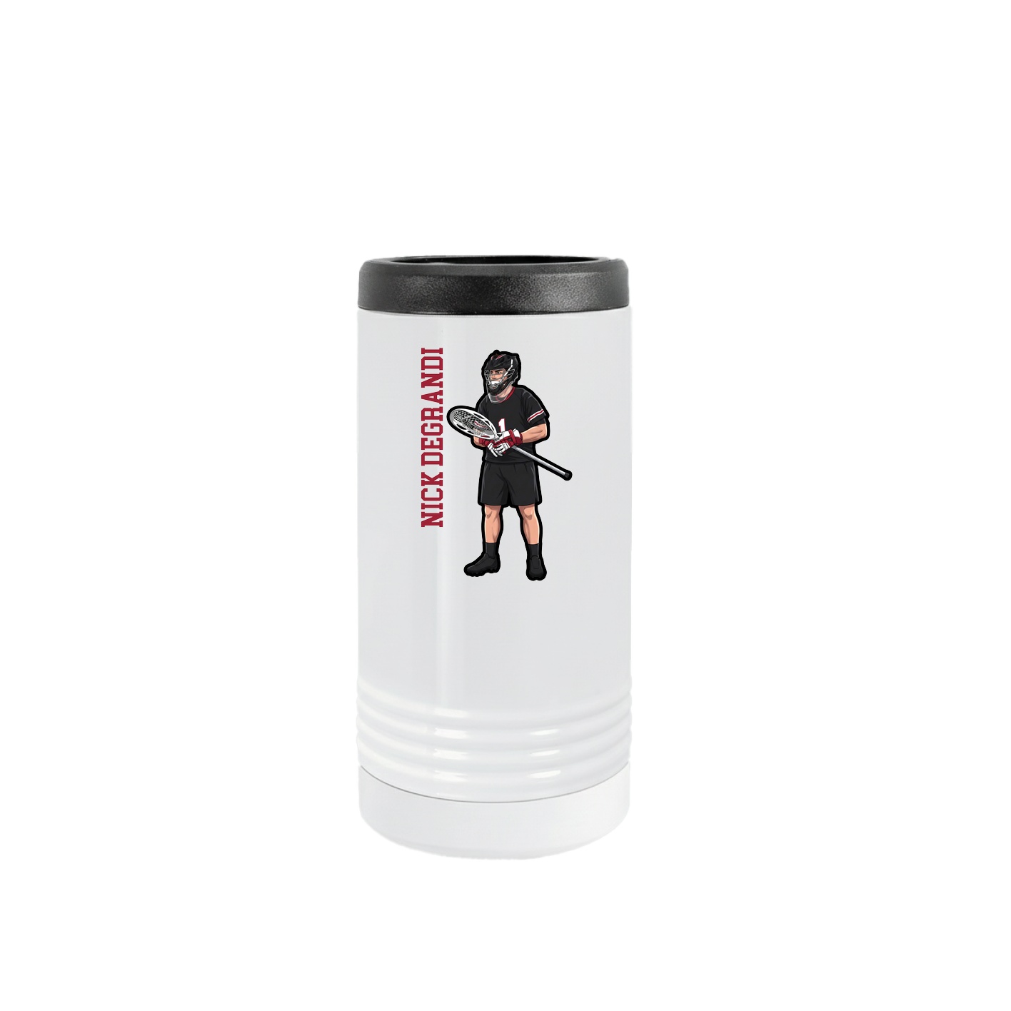Slim Beverage Holder — Name Vertical in White