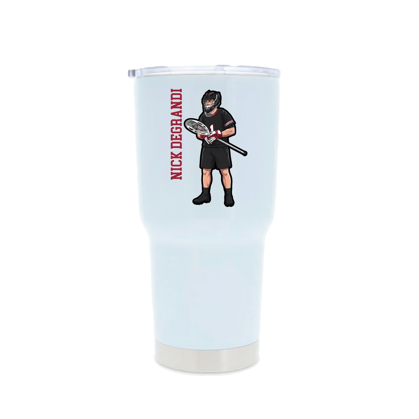30oz Stainless Steel Tumbler — Name Vertical in White