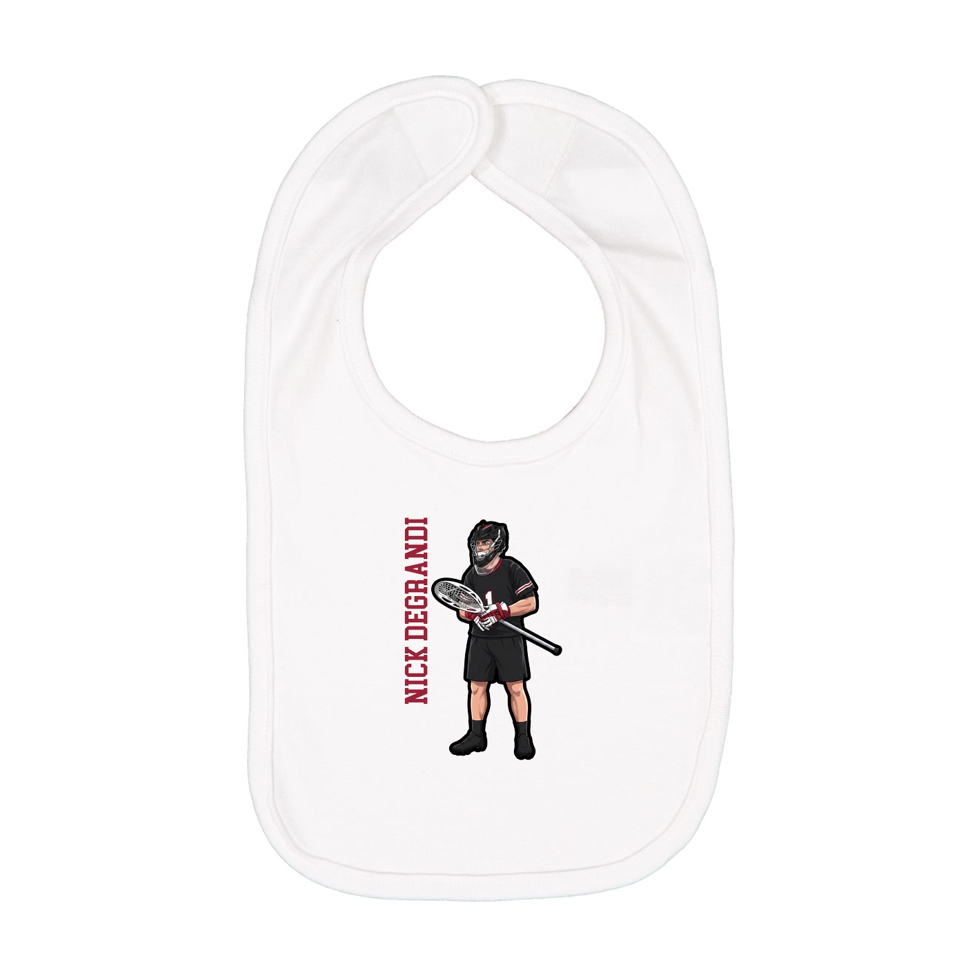Infant Bib — Name Vertical in White