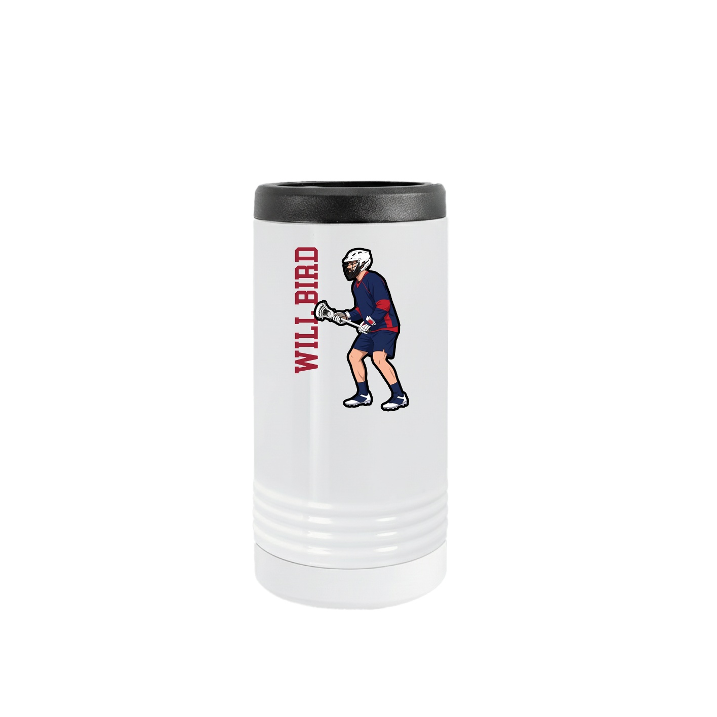 Slim Beverage Holder — Name Vertical in White