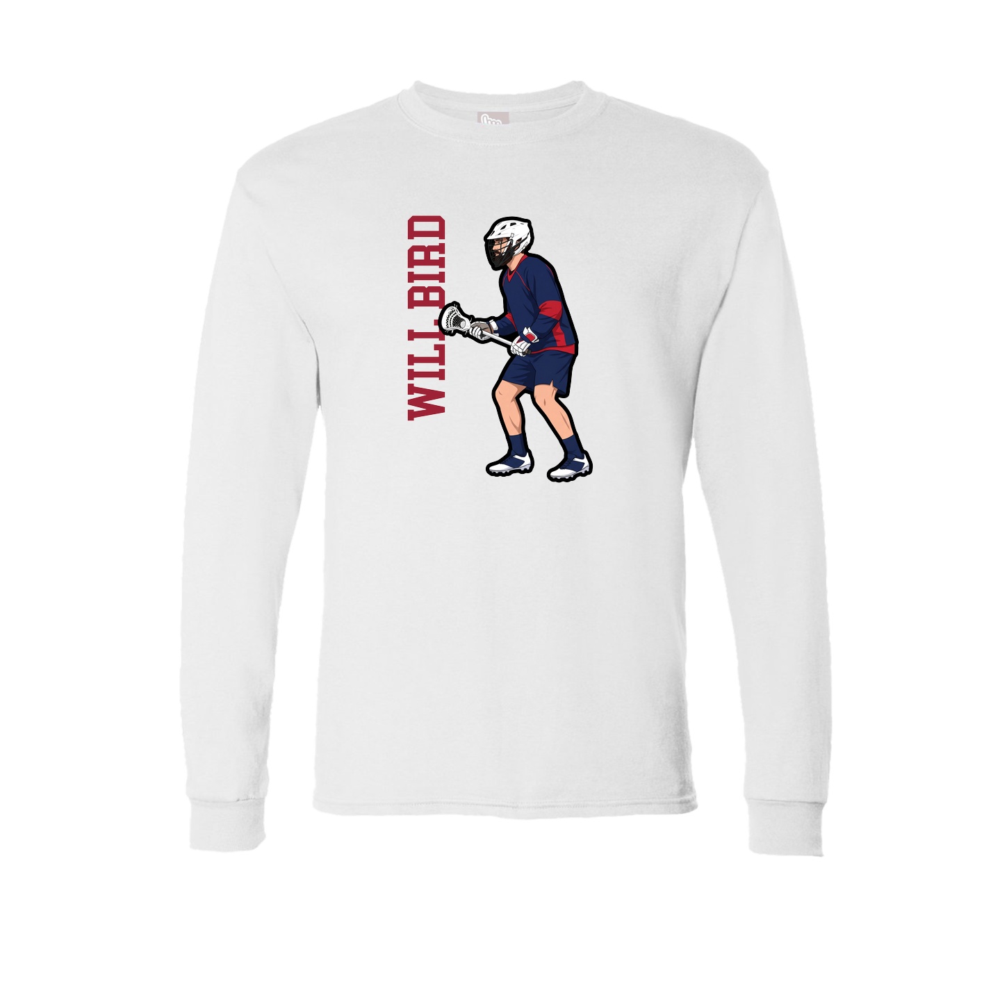 Long Sleeve Tee — Name Vertical in White