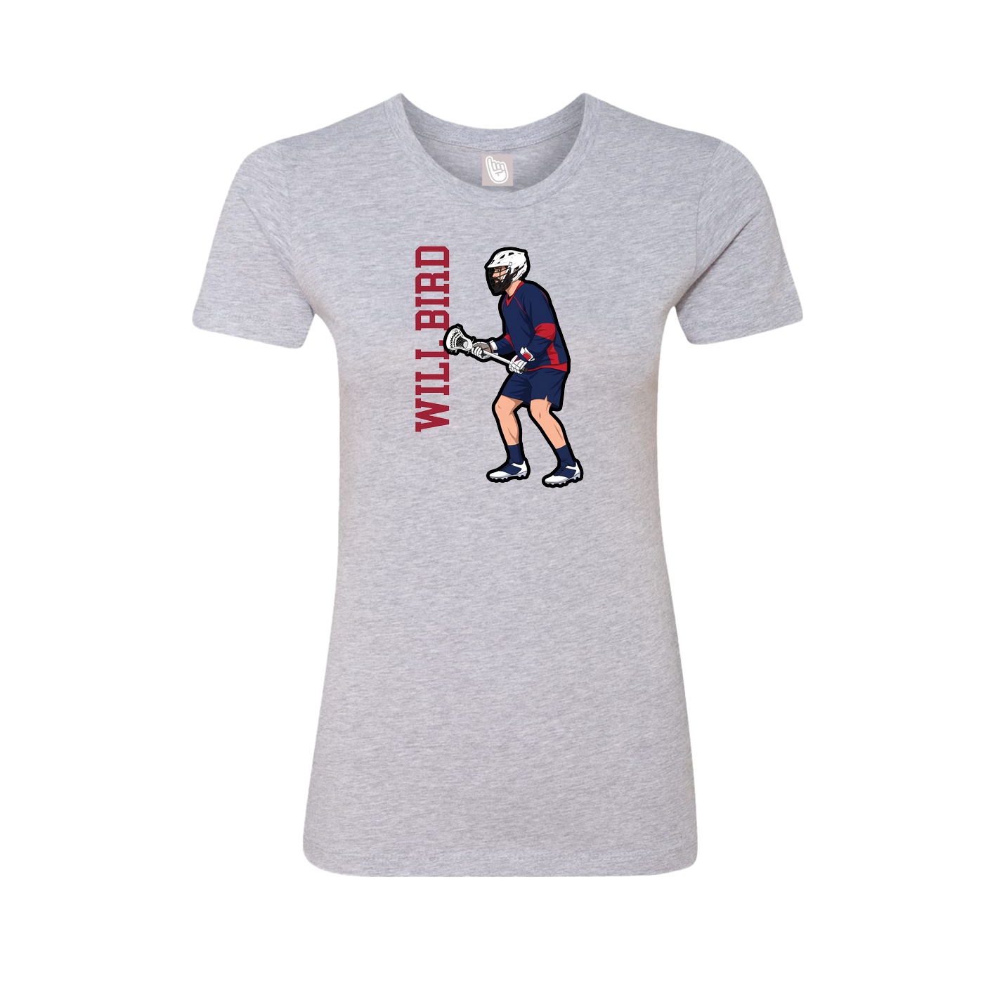 Fitted Women's Tee — Name Vertical in Grey