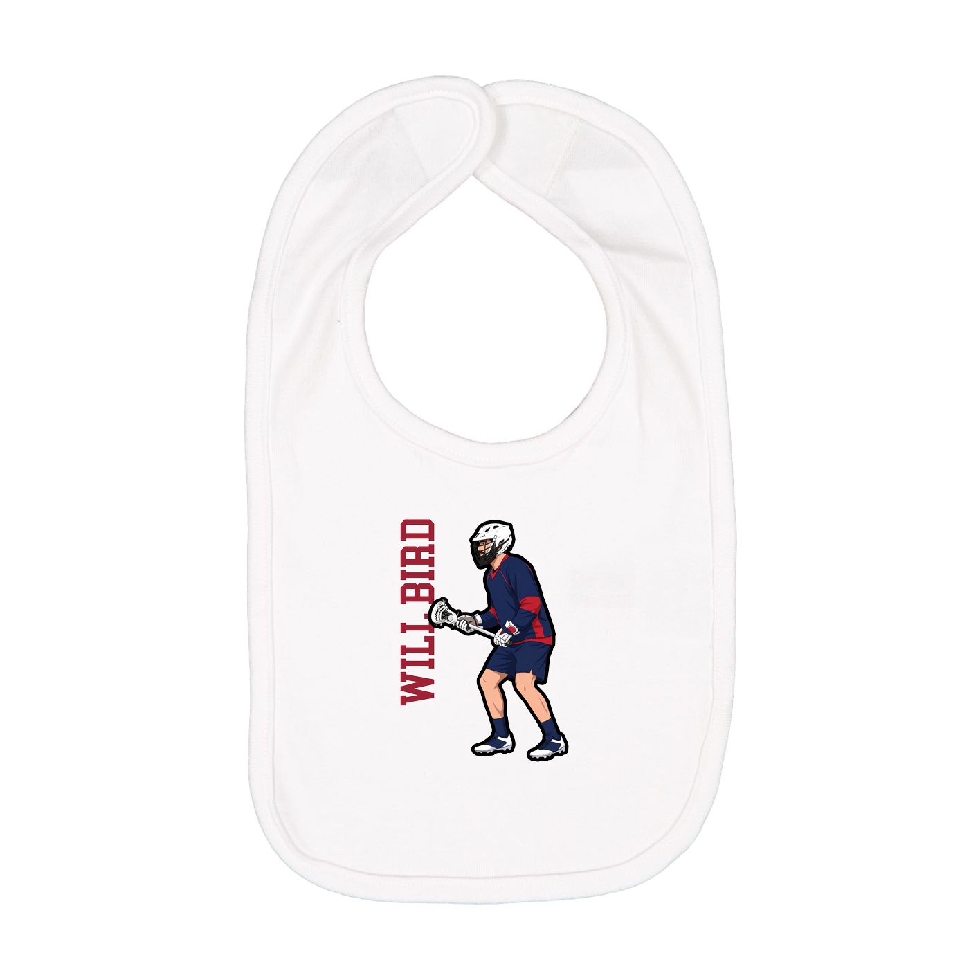 Infant Bib — Name Vertical in White