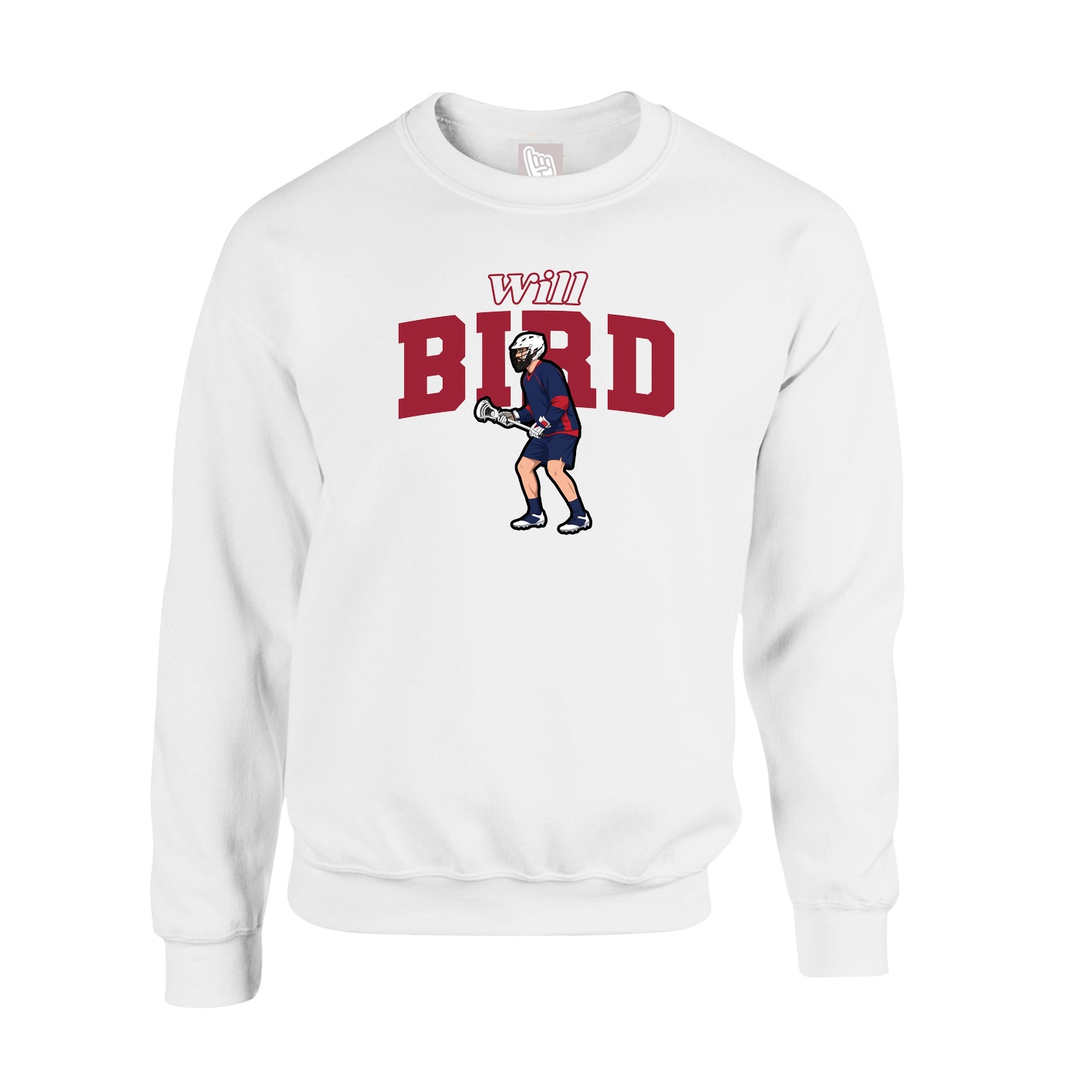 Fleece Crew — Name Arch in White