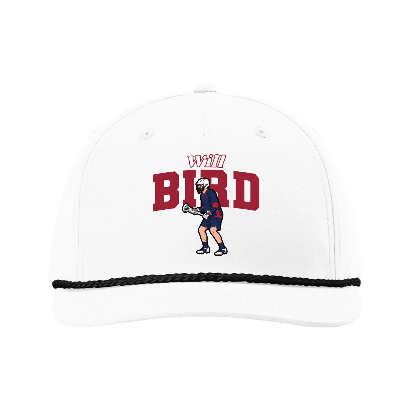 Five-Panel Classic Rope Cap — Name Arch in White