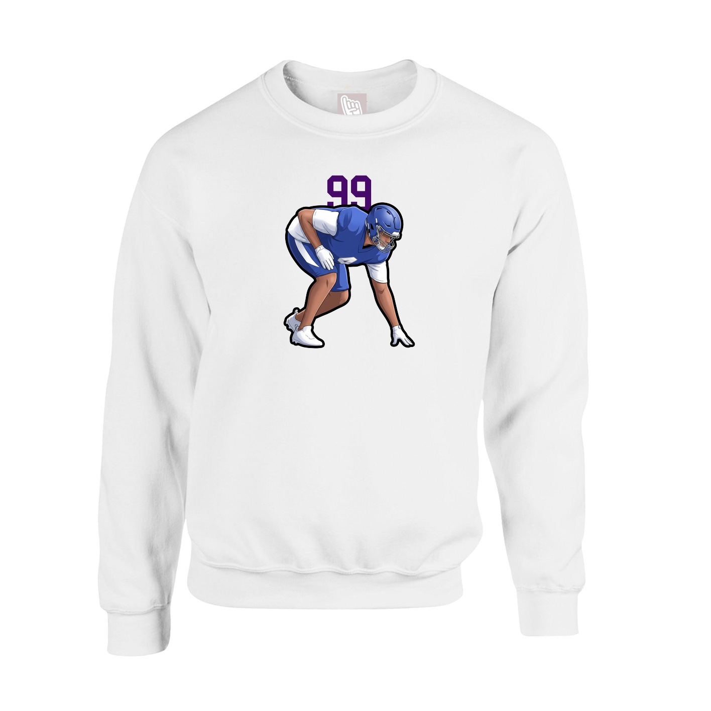 Fleece Crew — Number Top in White