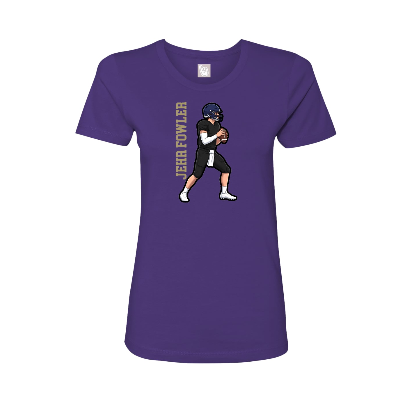Fitted Women's Tee — Name Vertical in Purple