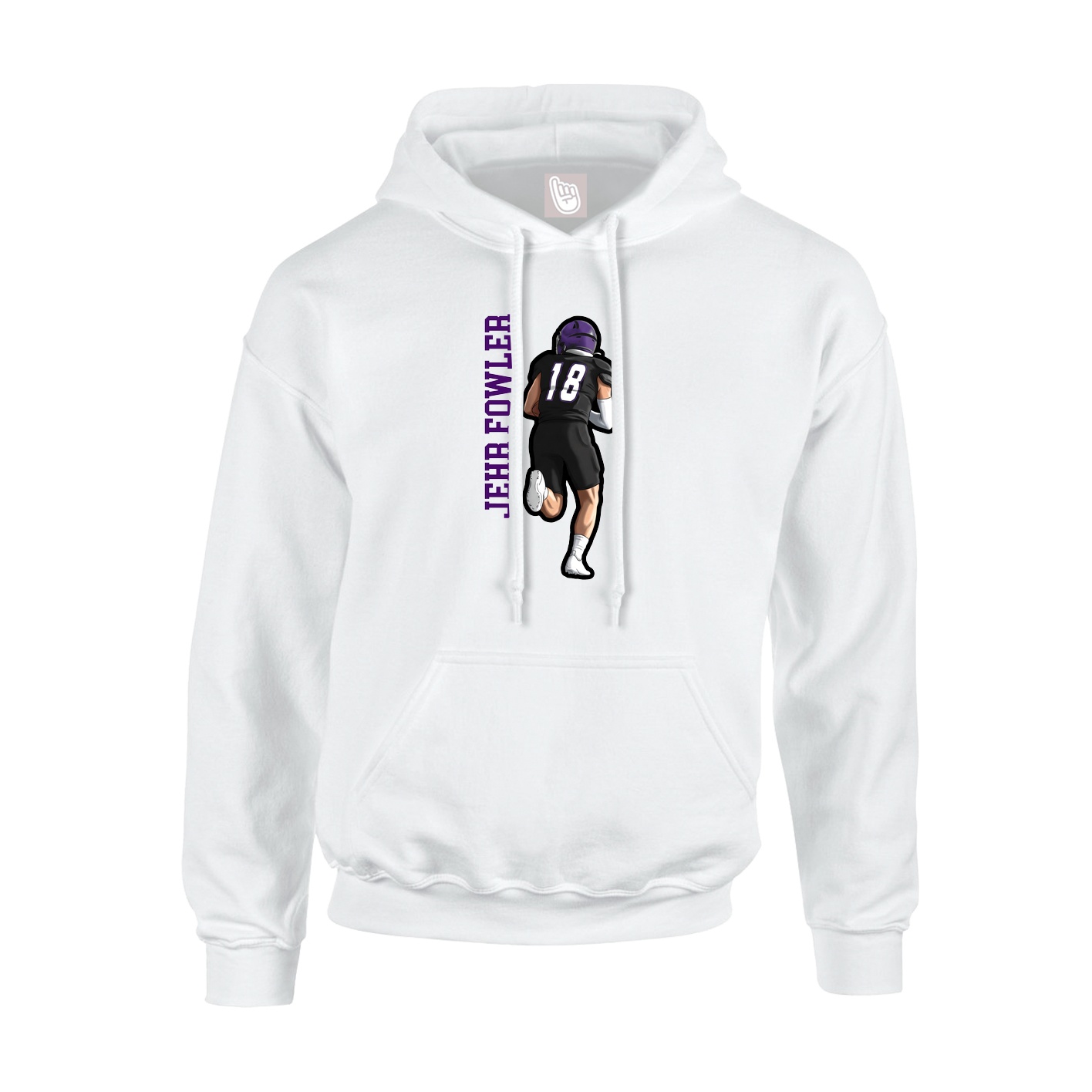 Youth Hoodie — Name Vertical in White