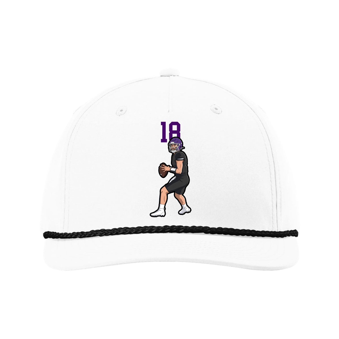 Five-Panel Classic Rope Cap — Number Top in White