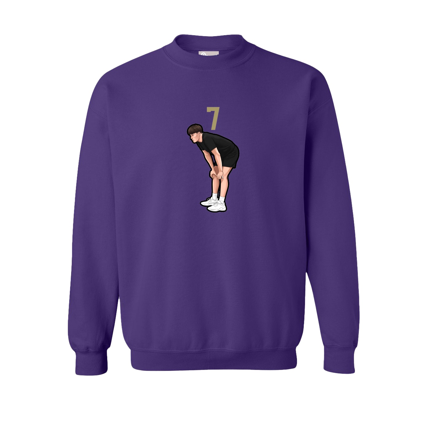 Fleece Crew — Number Top in Purple