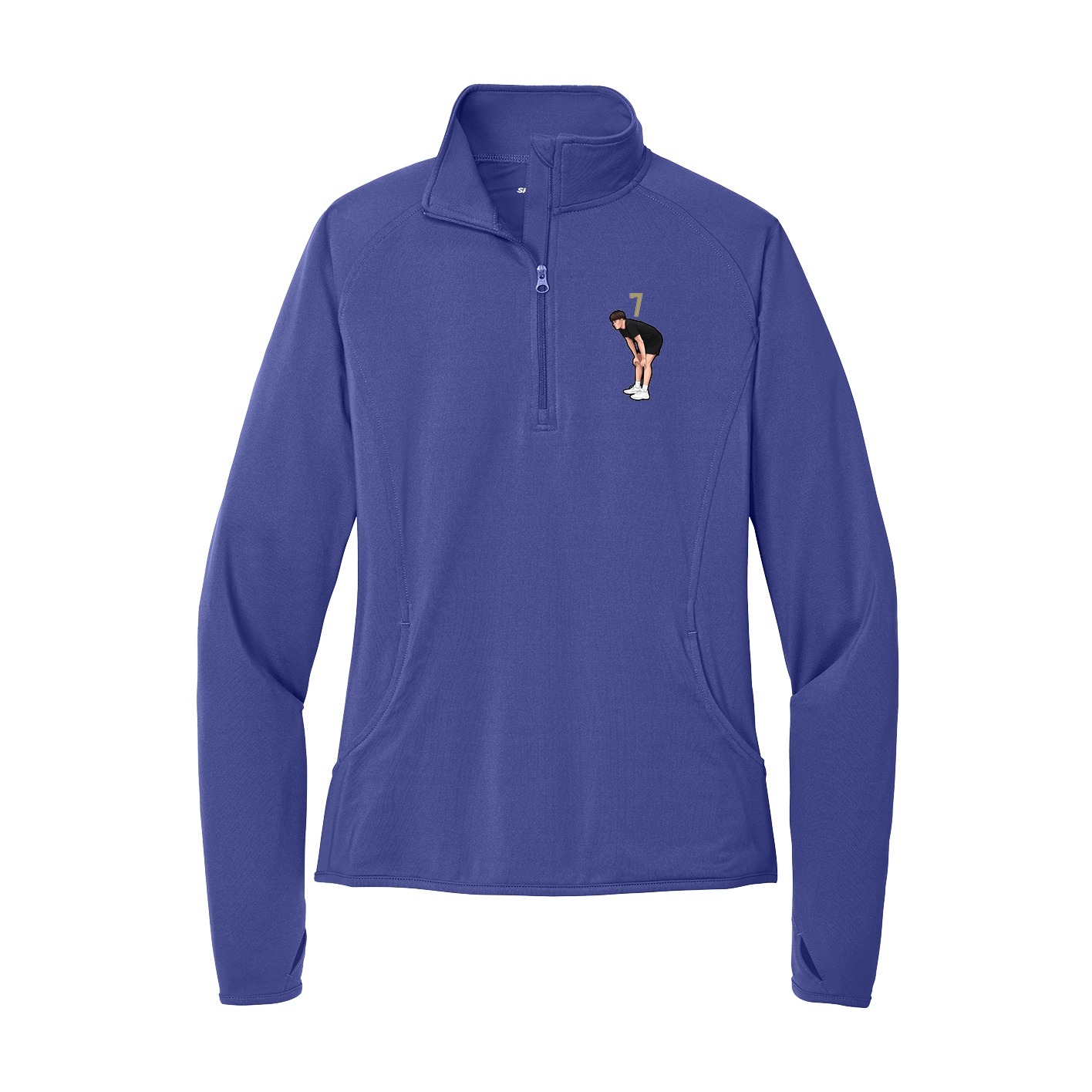 Women's Q-Zip Pullover — Number Top in Purple