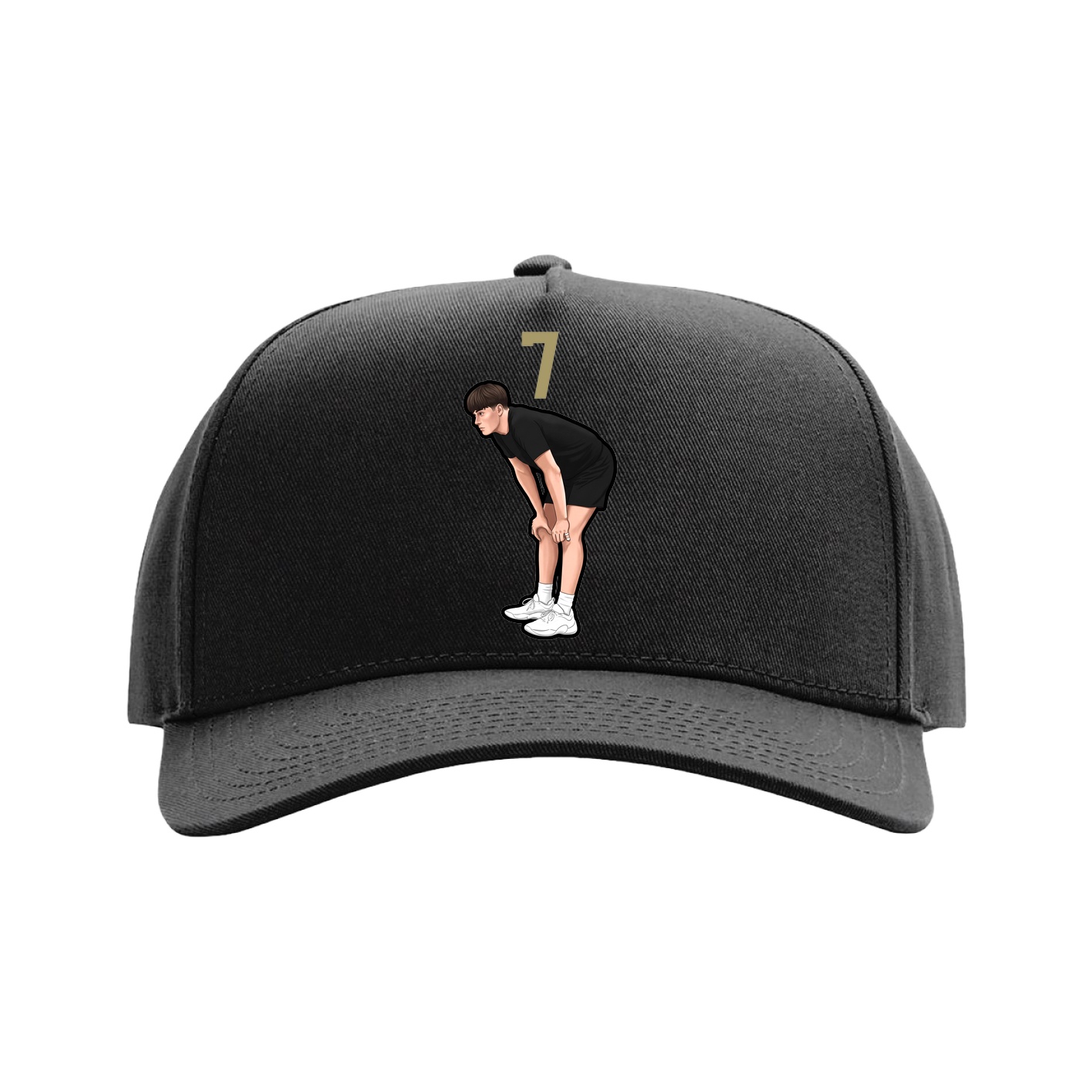 Full Fabric Five-Panel Champ Cap — Number Top in Black