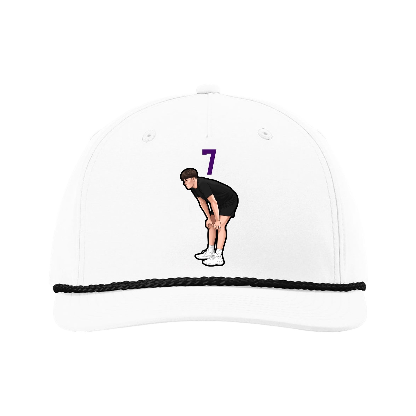 Five-Panel Classic Rope Cap — Number Top in White