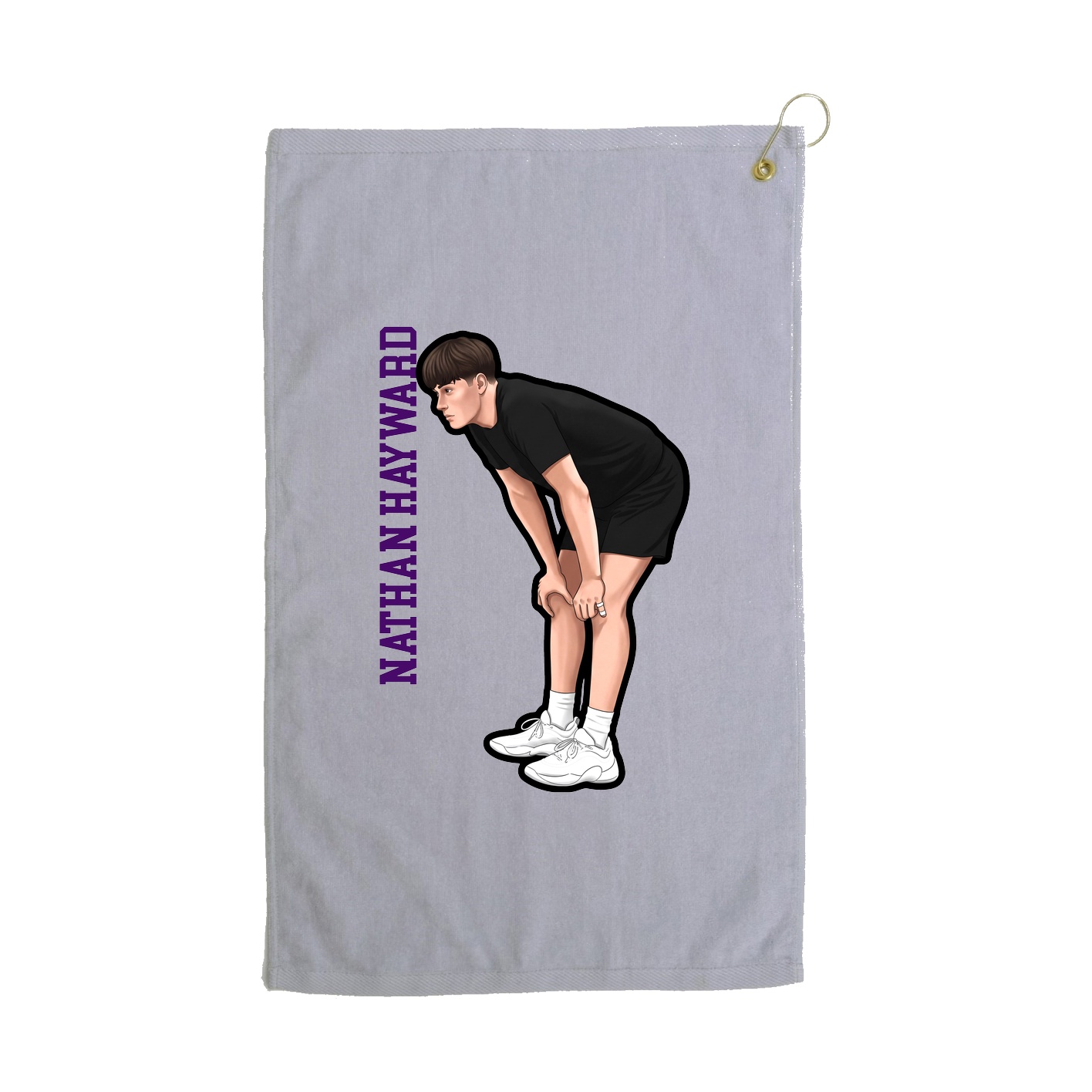 Golf Towel — Name Vertical in Grey