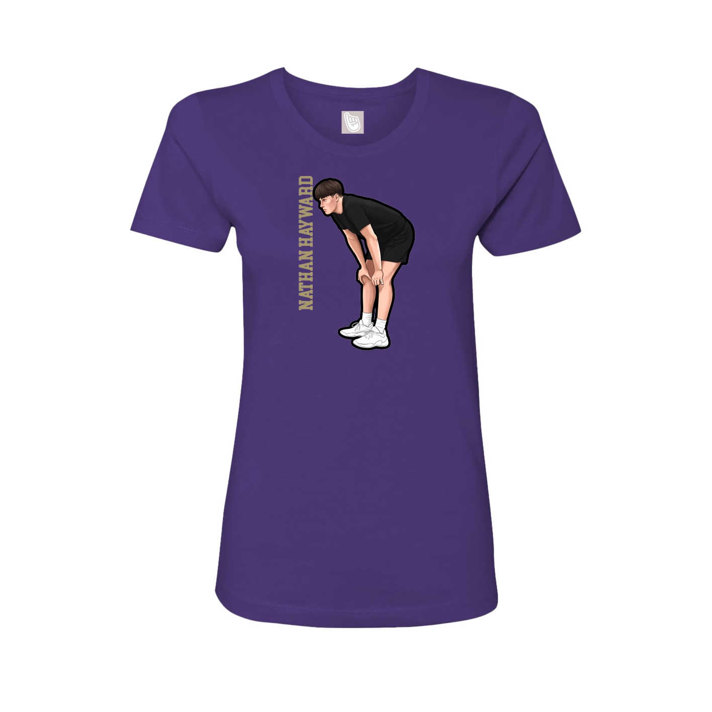 Fitted Women's Tee — Name Vertical in Purple