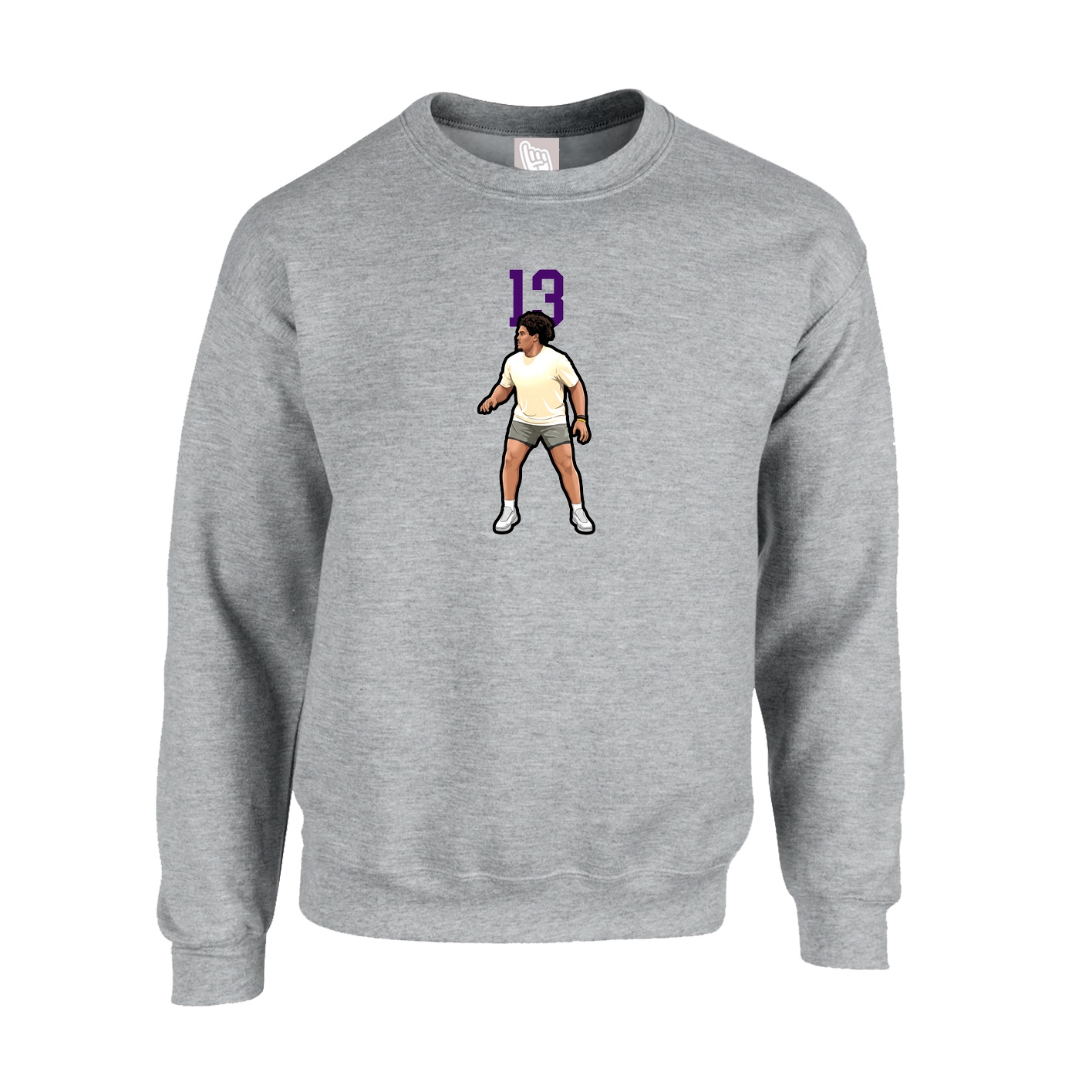 Fleece Crew — Number Top in Grey