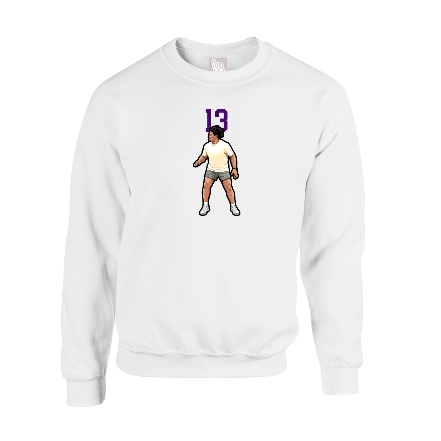 Fleece Crew — Number Top in White