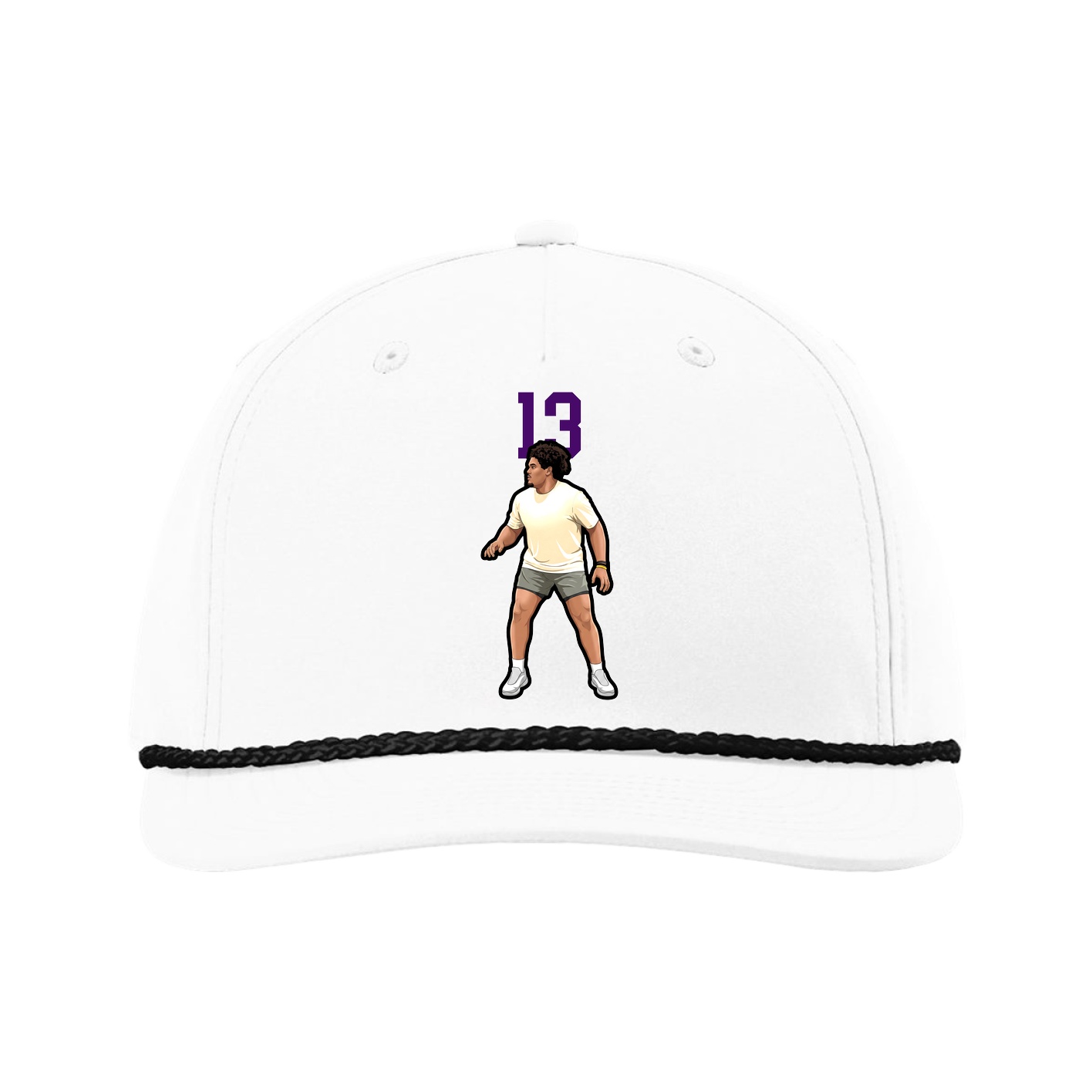 Five-Panel Classic Rope Cap — Number Top in White