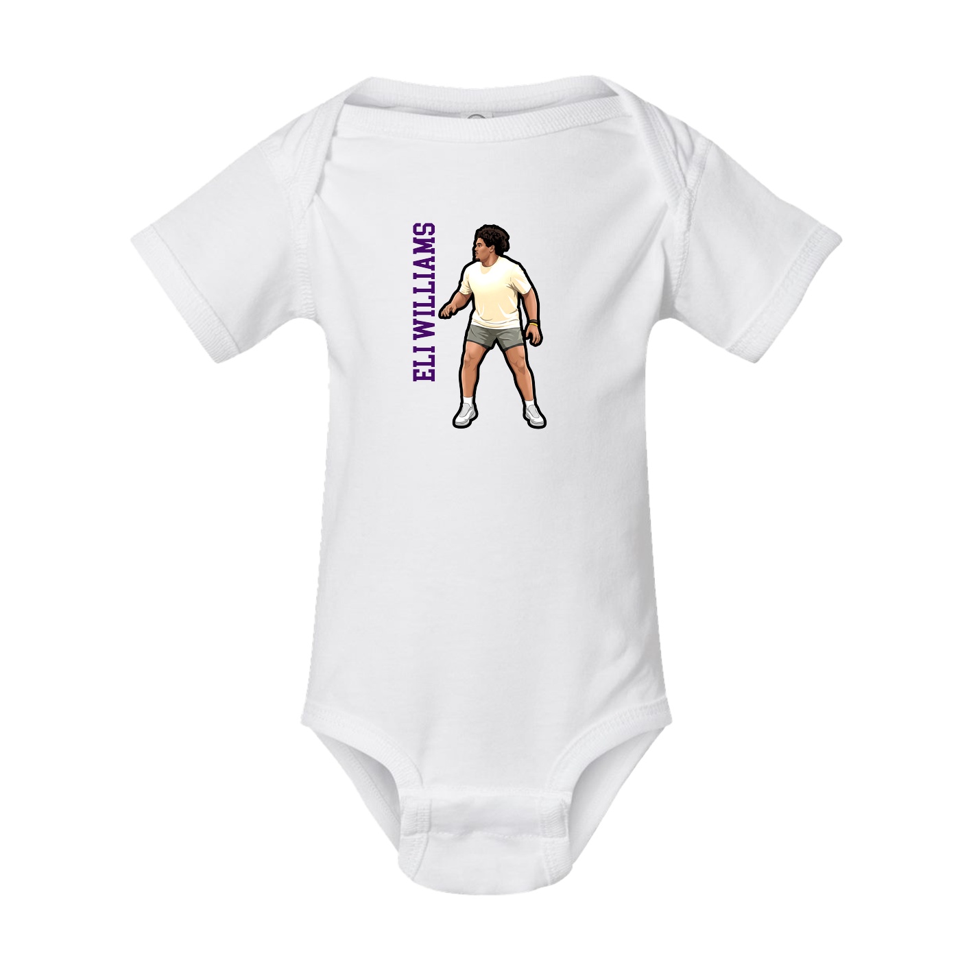 Baby Onesie — Name Vertical in White