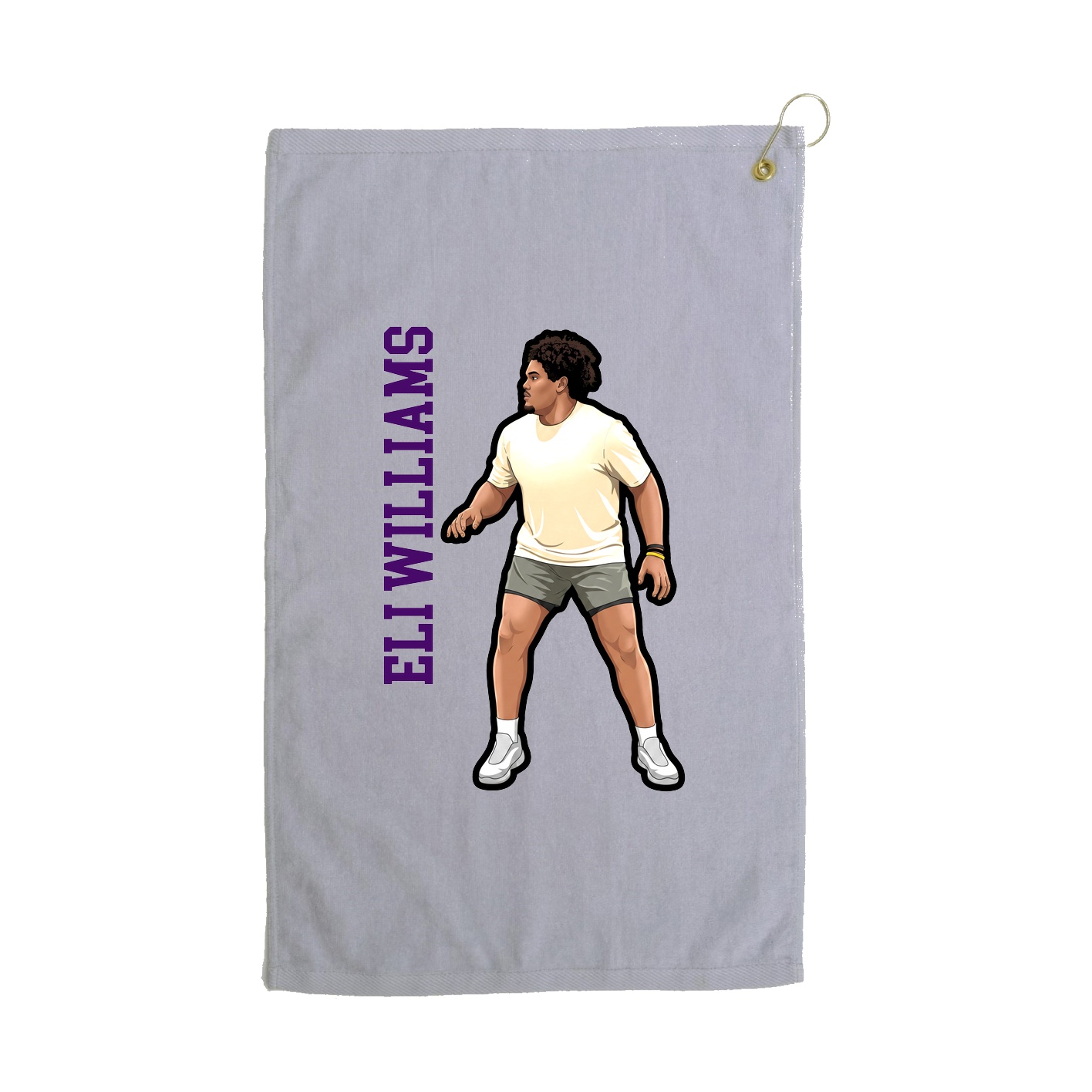Golf Towel — Name Vertical in Grey