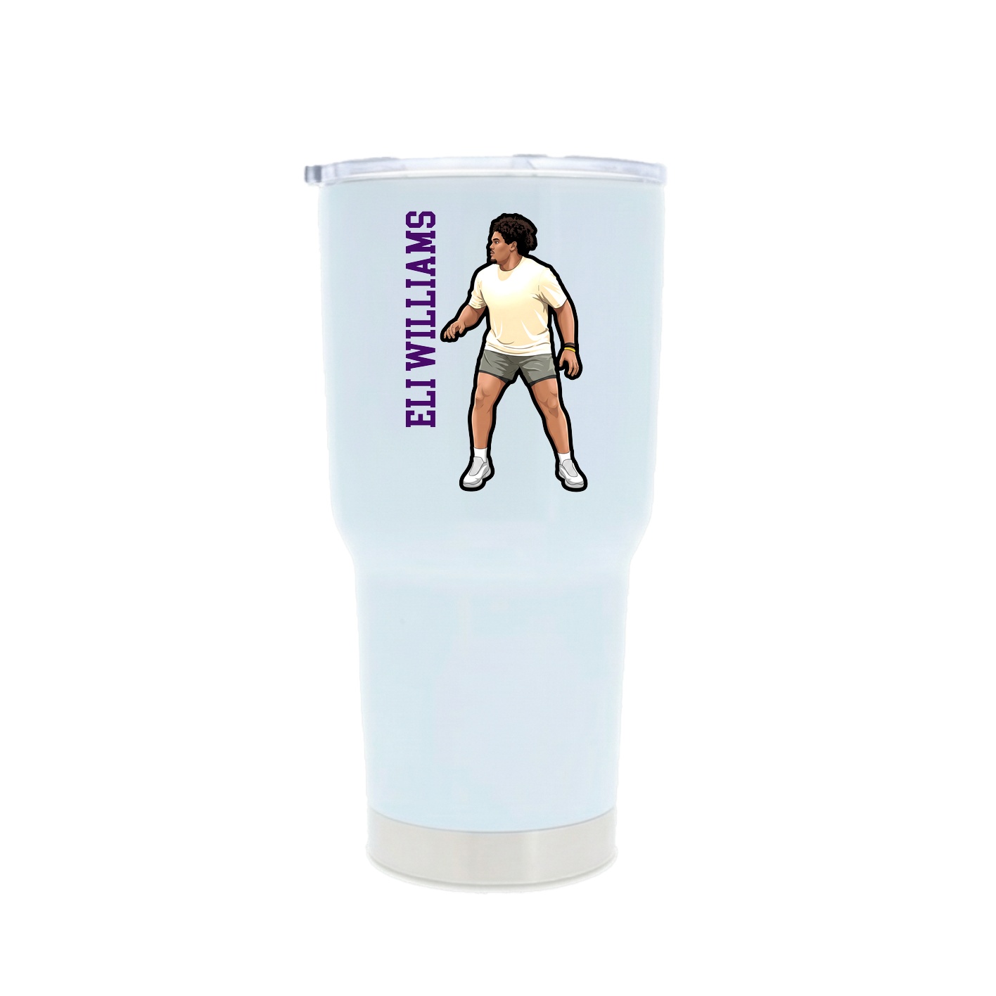 30oz Stainless Steel Tumbler — Name Vertical in White