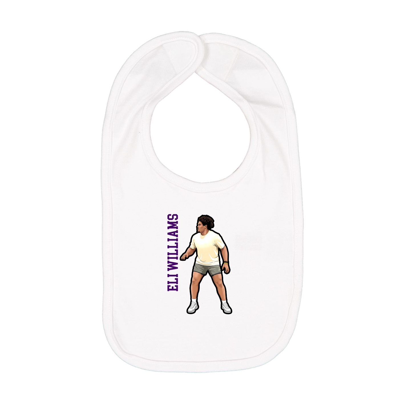 Infant Bib — Name Vertical in White