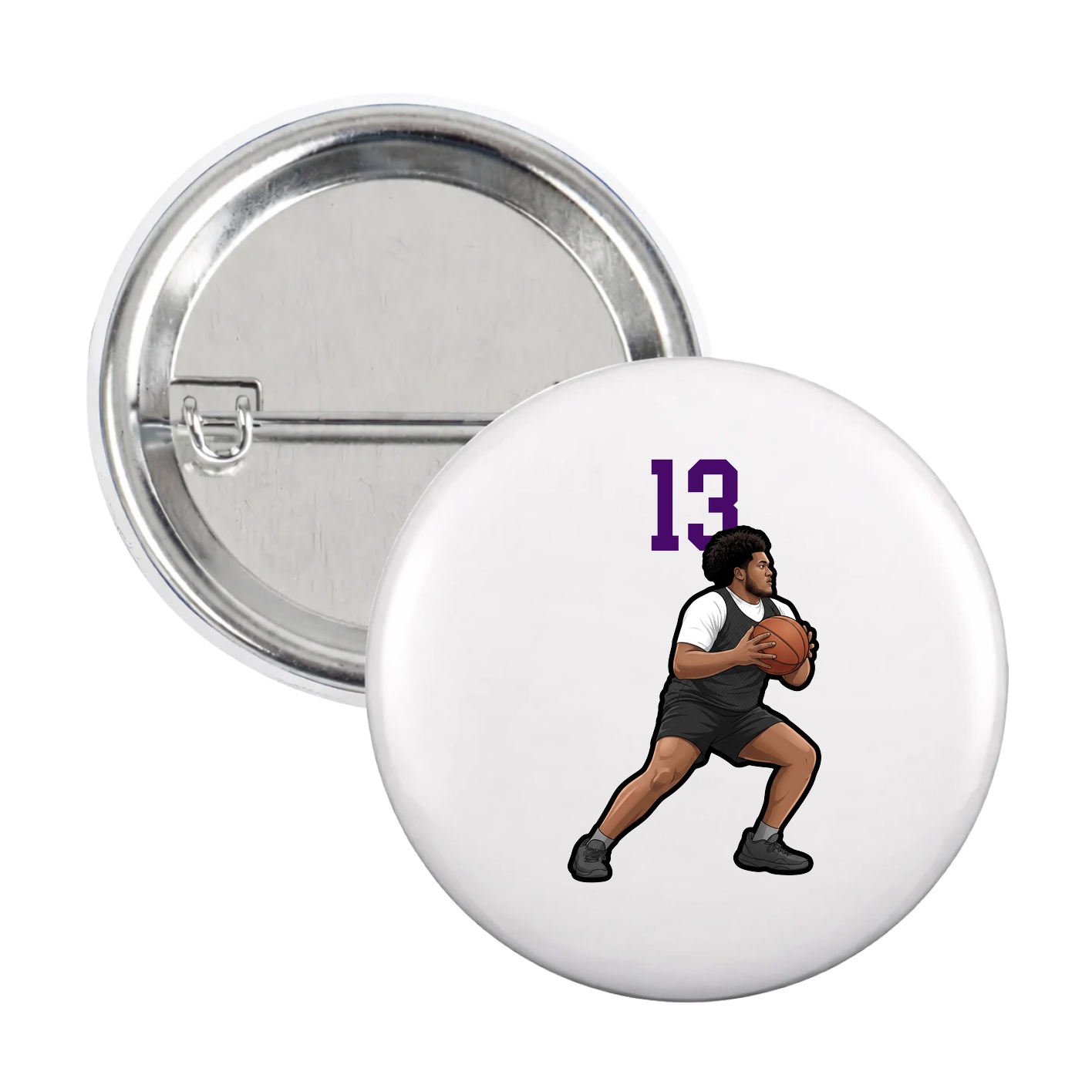 Game Day Button — Number Top in White